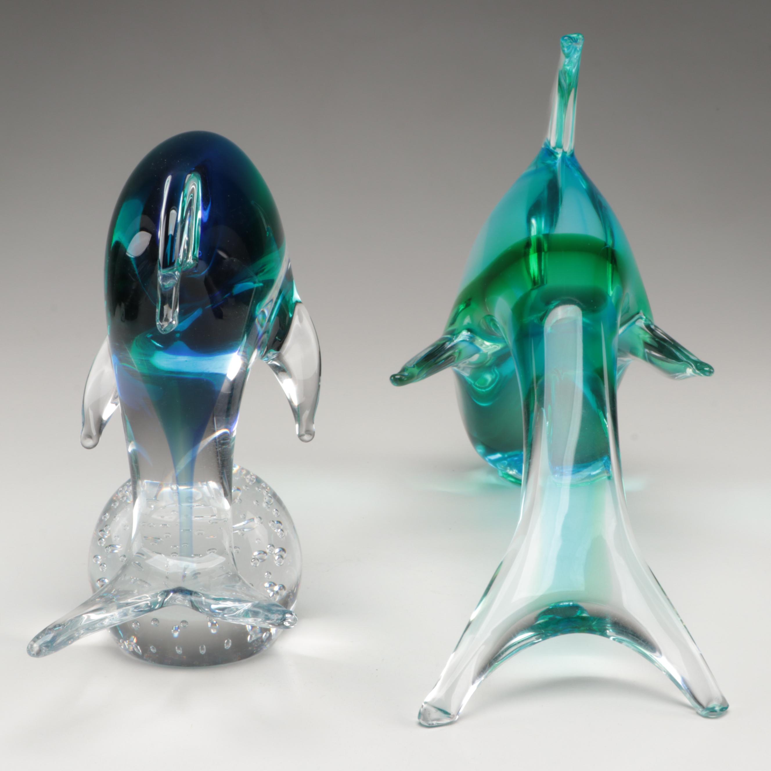 Art Glass Dolphin Figurines