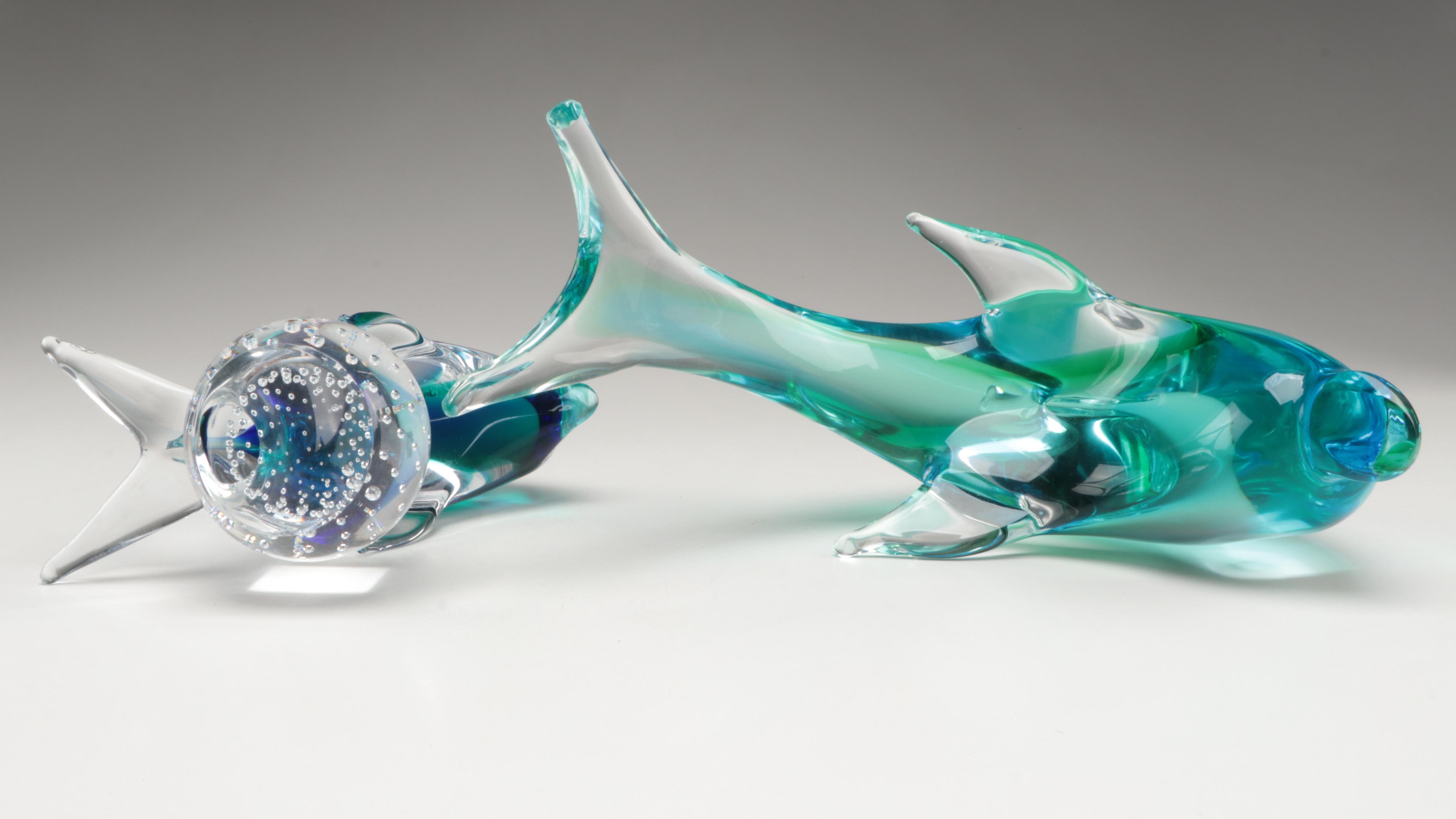 Art Glass Dolphin Figurines