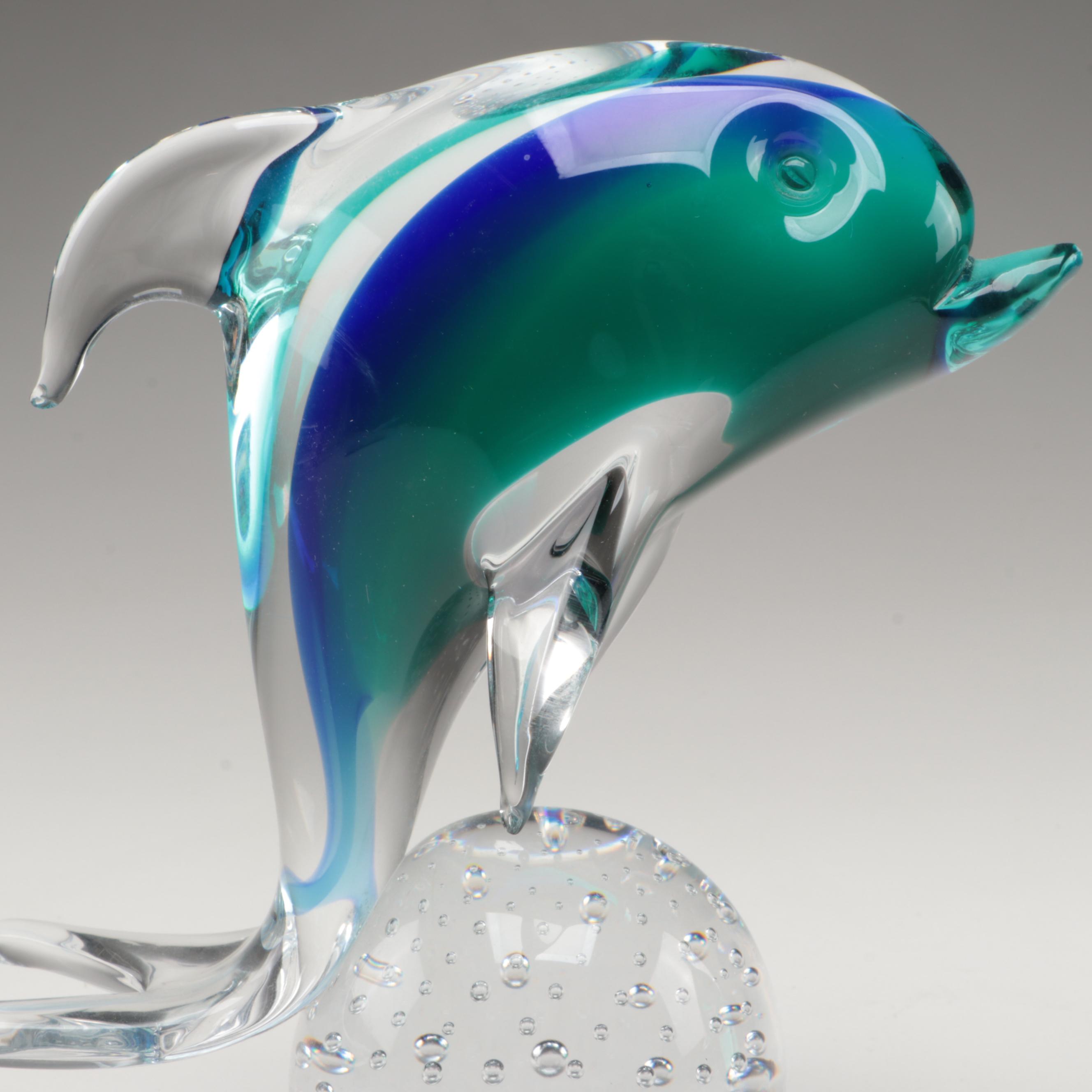 Art Glass Dolphin Figurines