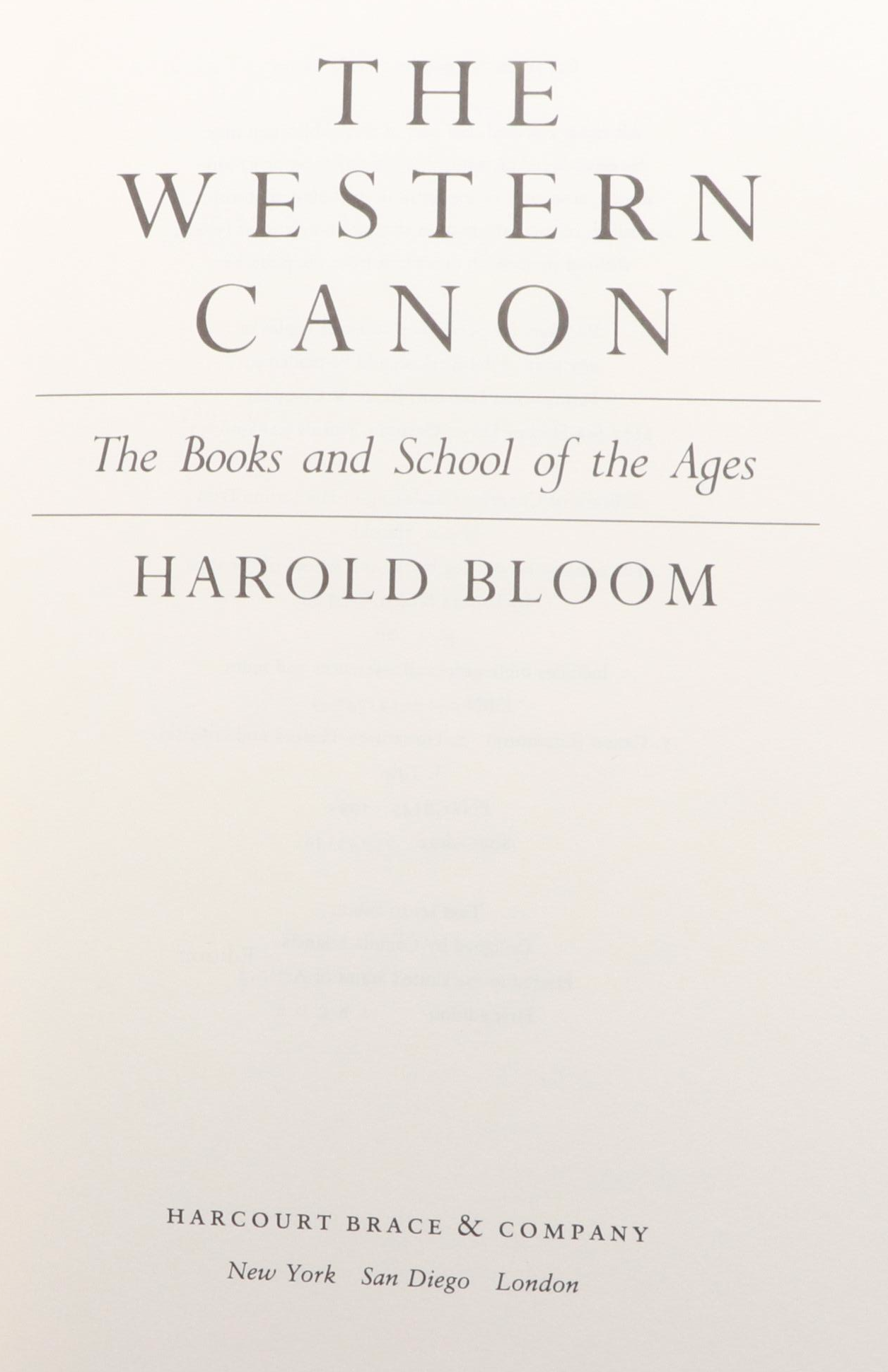 First Edition "The Western Canon" by Harold Bloom, 1994
