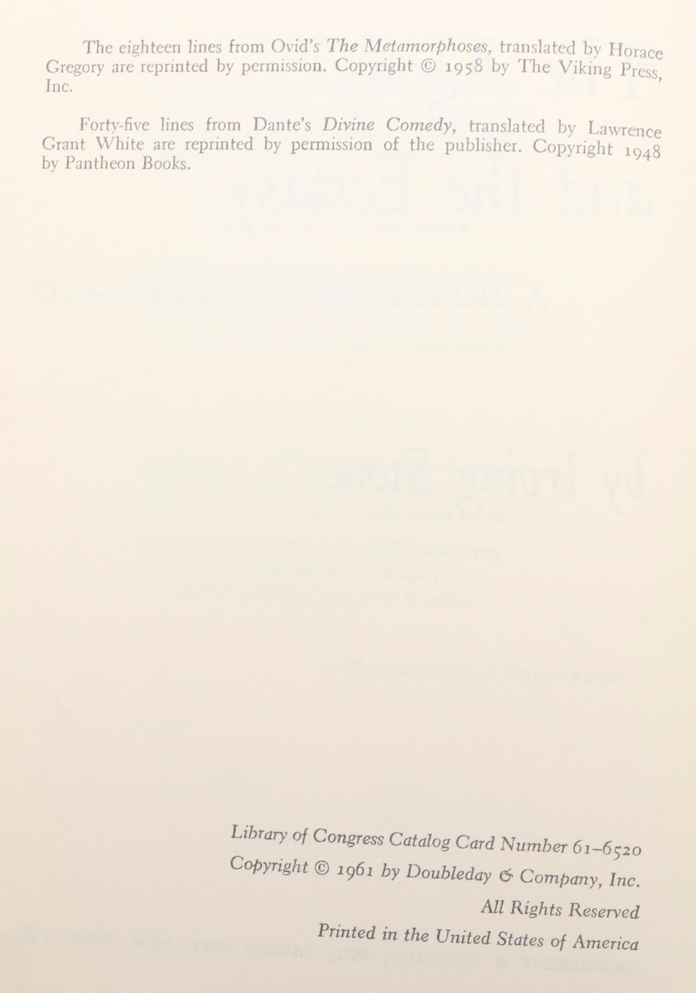 Signed "The Agony and the Ecstasy" and More by Irving Stone