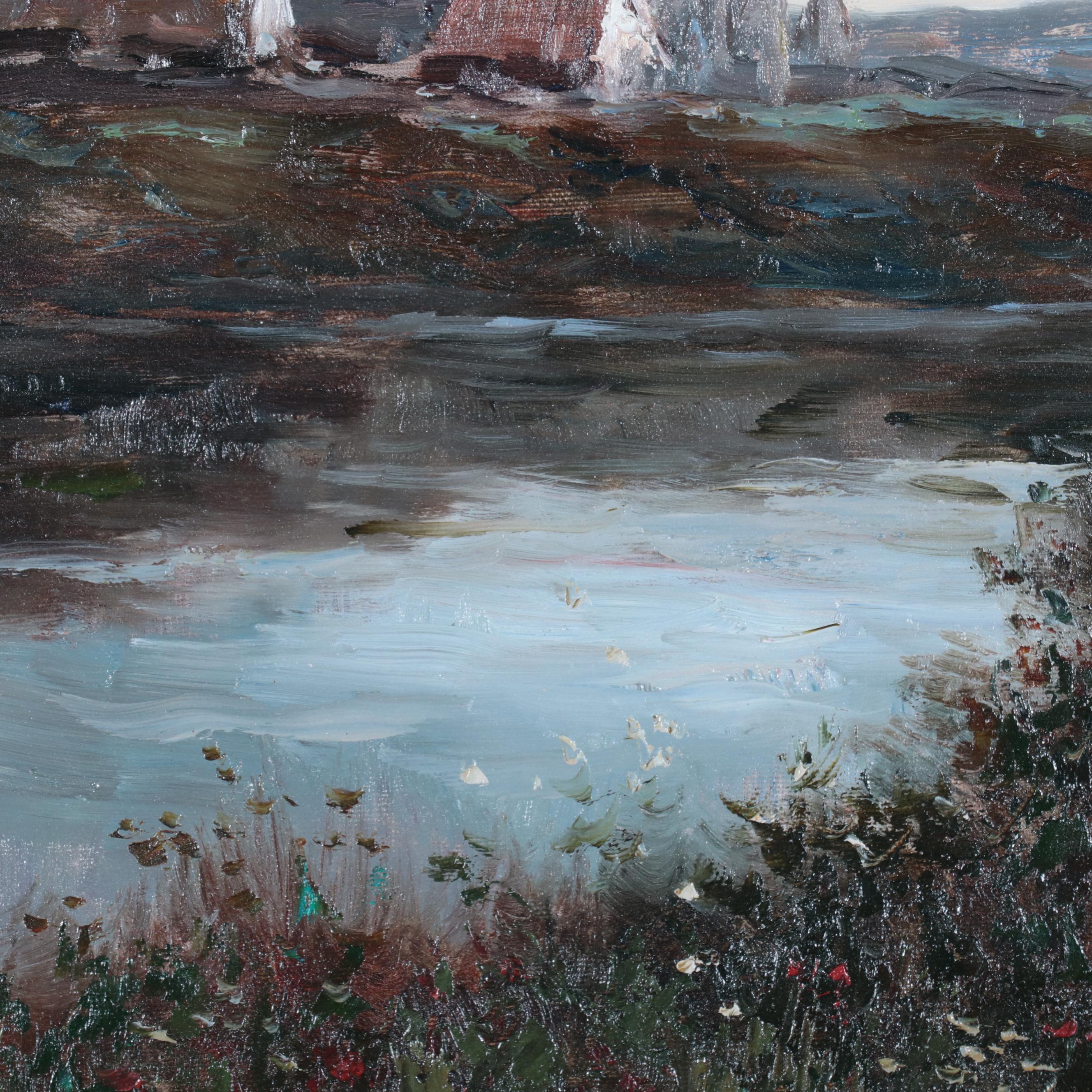 Karl Alexander Riverbank Landscape Oil Painting