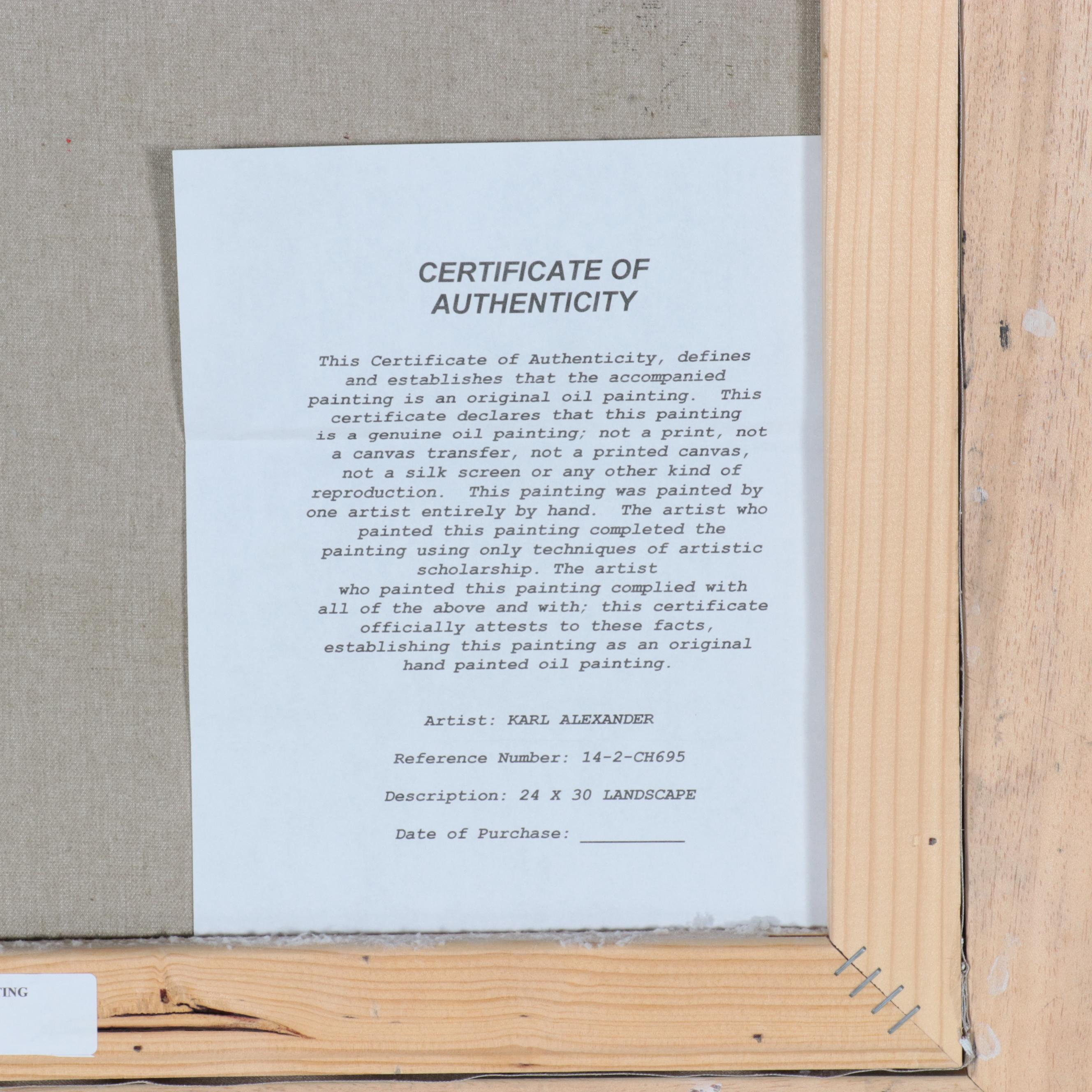 Karl Alexander Riverbank Landscape Oil Painting