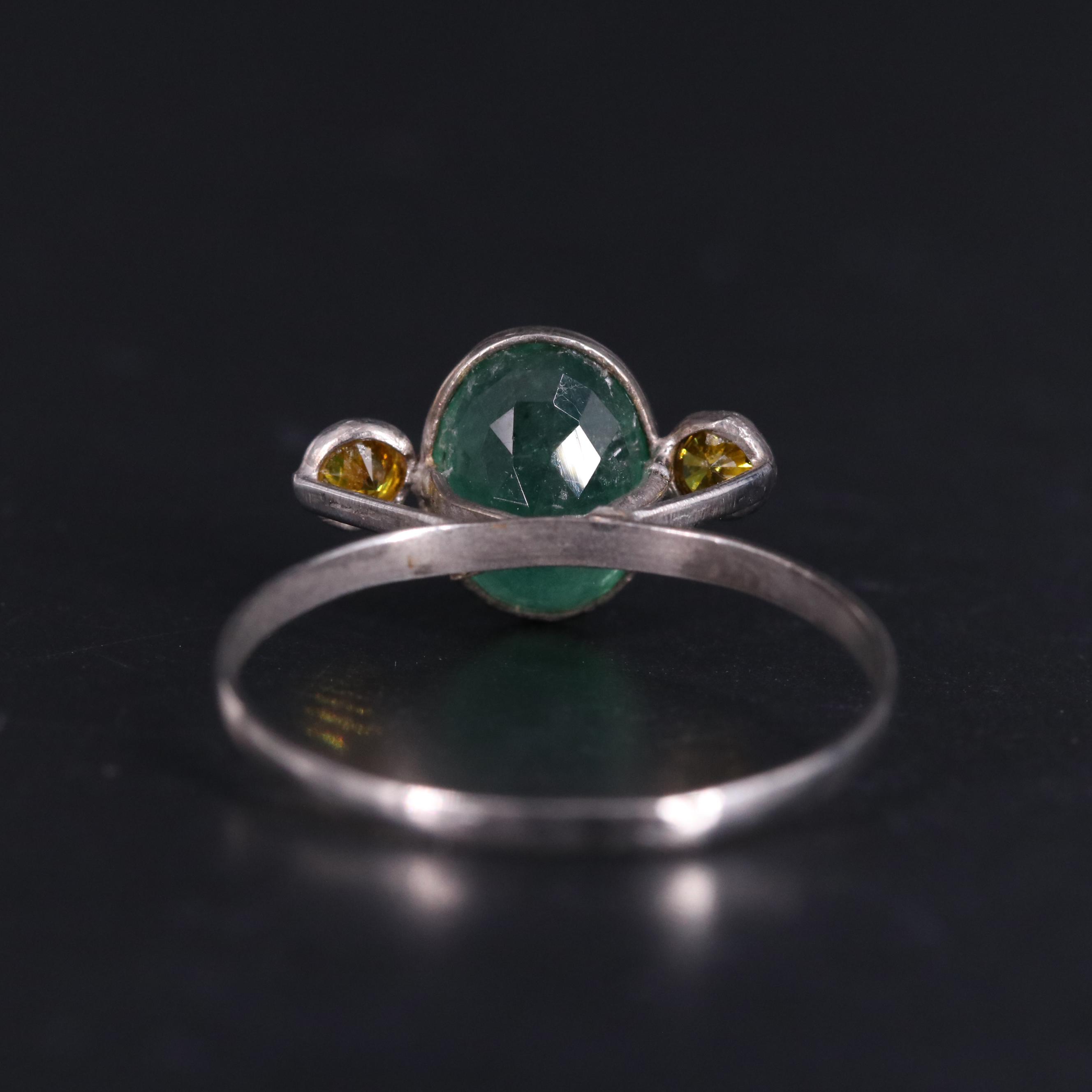 14K Yellow Lab Grown Diamond and Emerald Ring