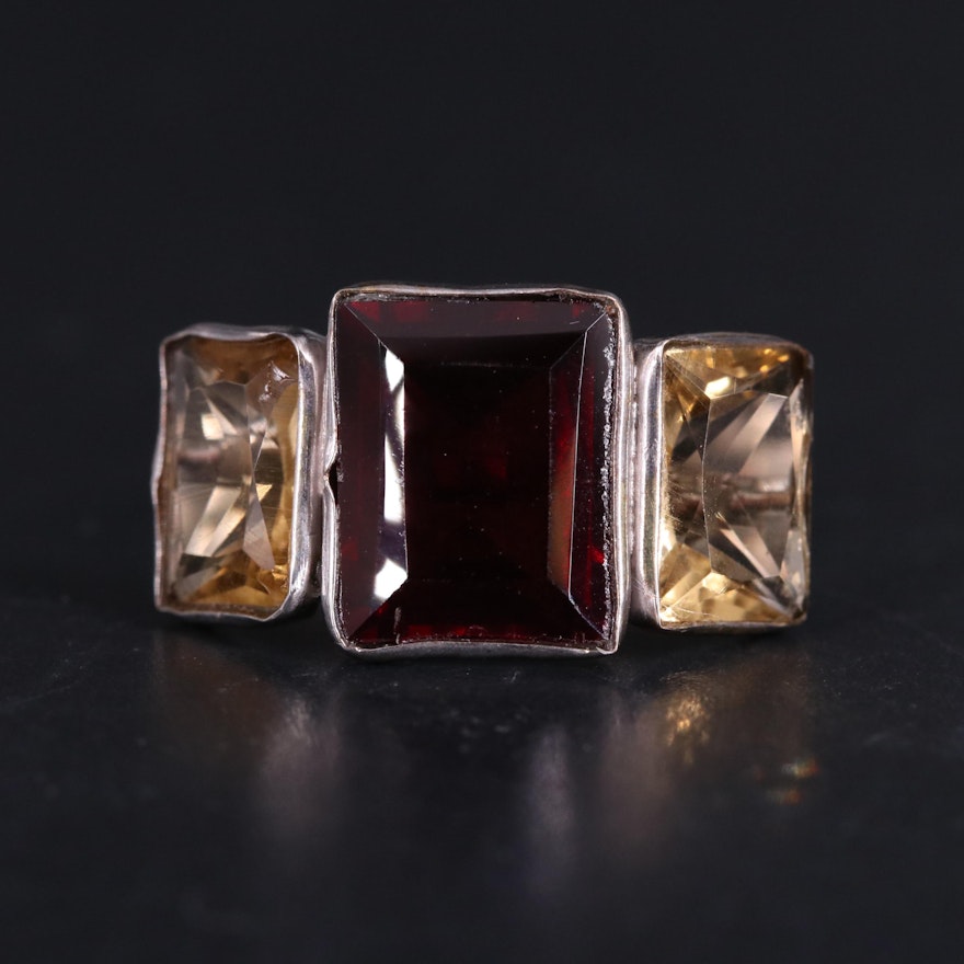 14K Garnet and Citrine Ring