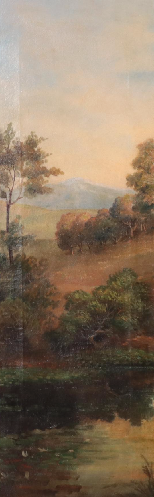 Triptych Large-Scale Forest Landscape Oil Painting, Early 20th Century