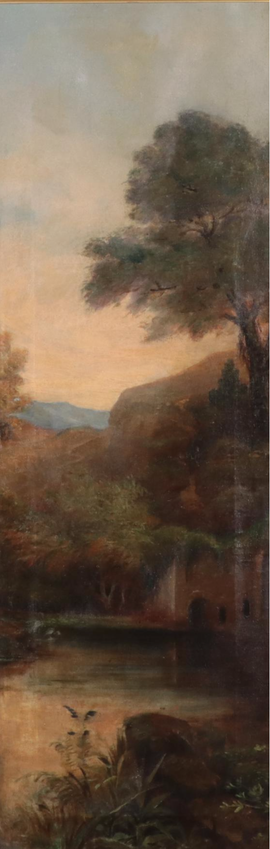 Triptych Large-Scale Forest Landscape Oil Painting, Early 20th Century