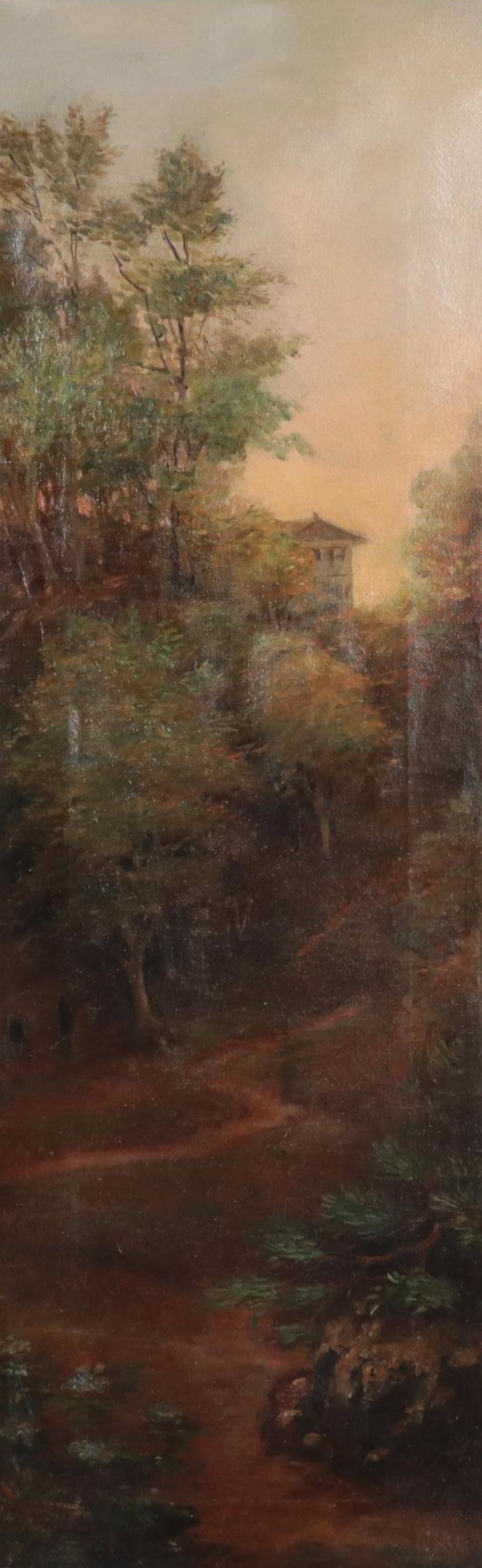 Triptych Large-Scale Forest Landscape Oil Painting, Early 20th Century