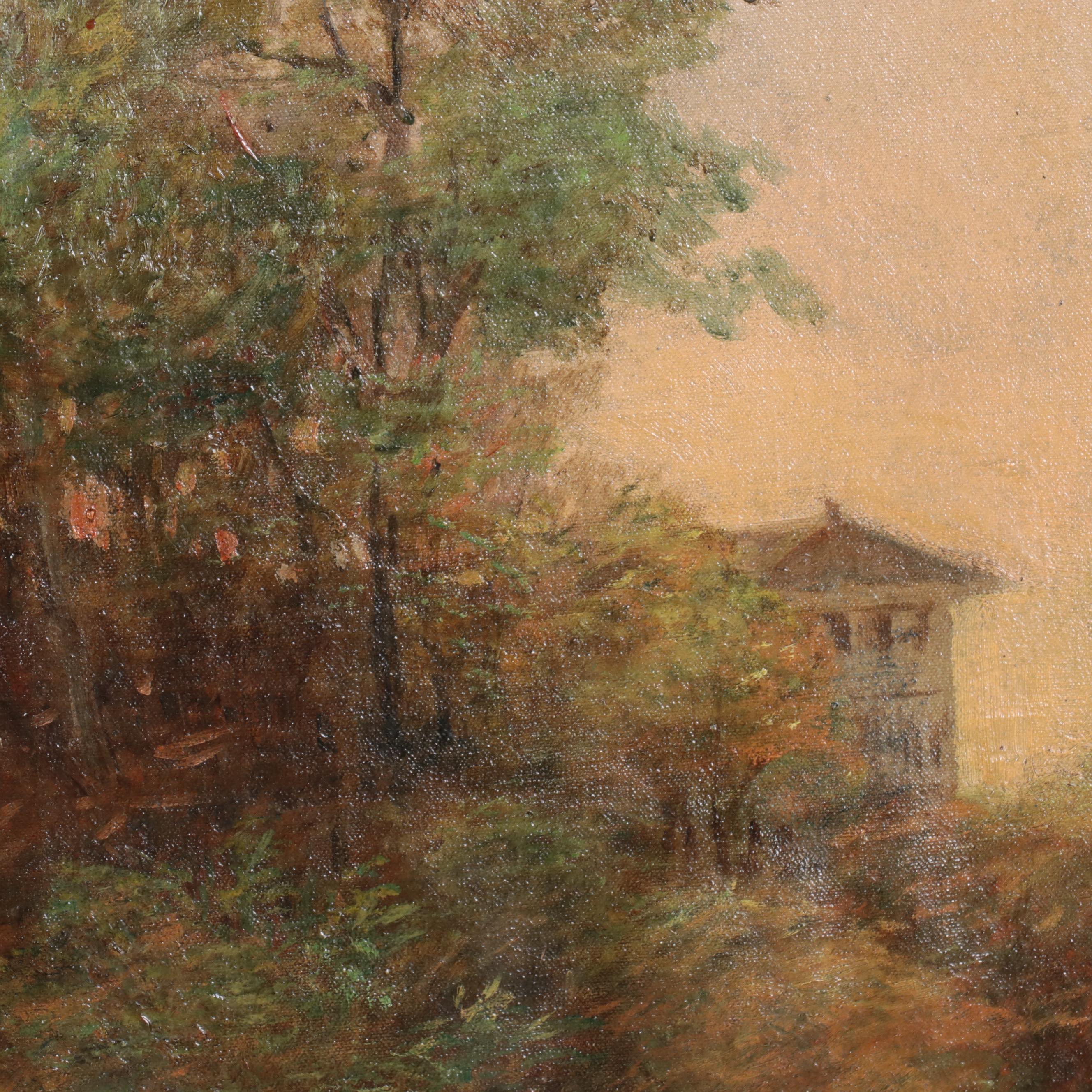 Triptych Large-Scale Forest Landscape Oil Painting, Early 20th Century