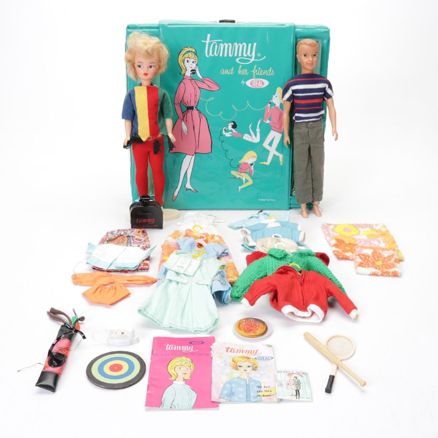 Ideal Corp. "Ted & Tammy" Dolls with Accessories and Carrying Case, 1962