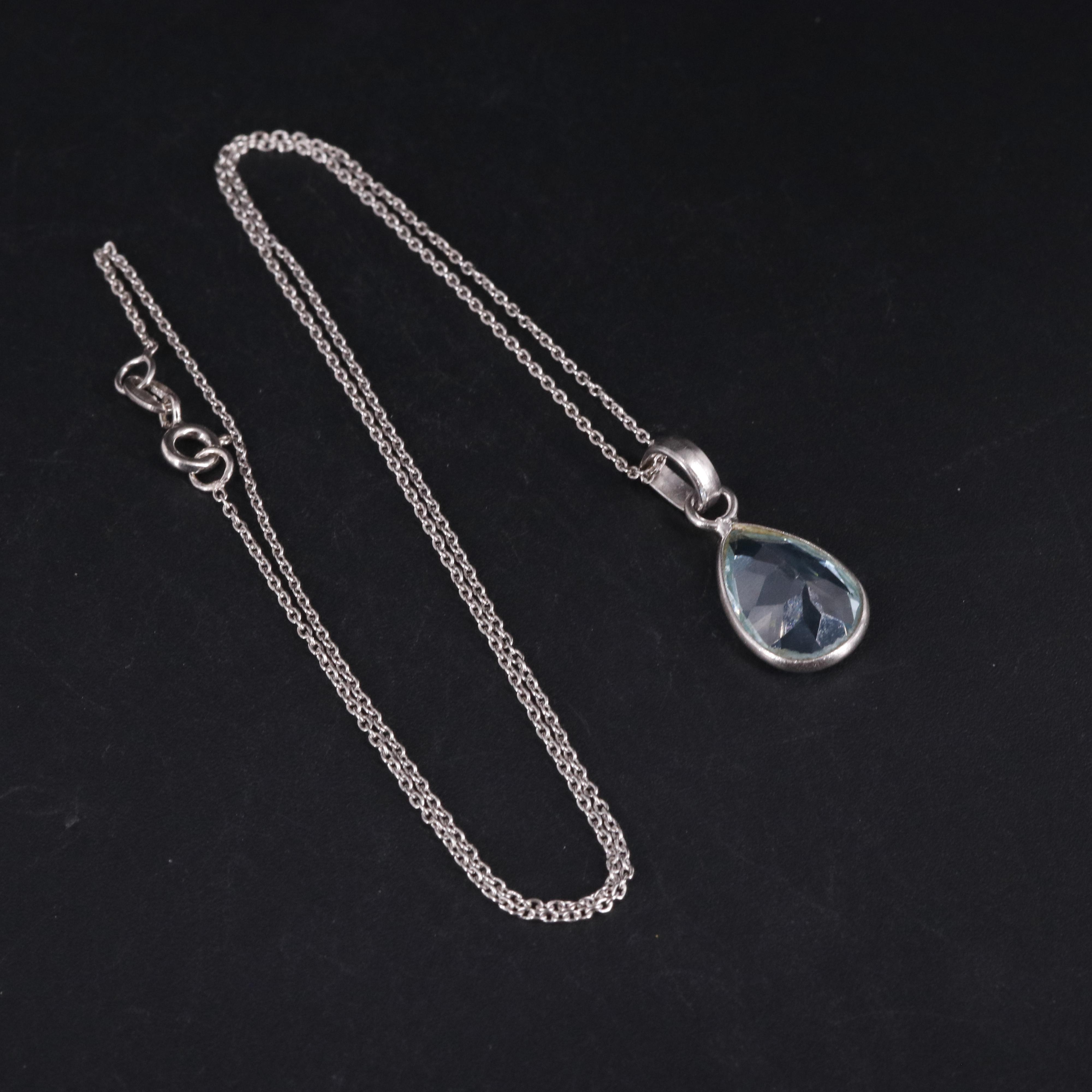 Sterling Silver Cable Chain Gemstone Pendant Necklace