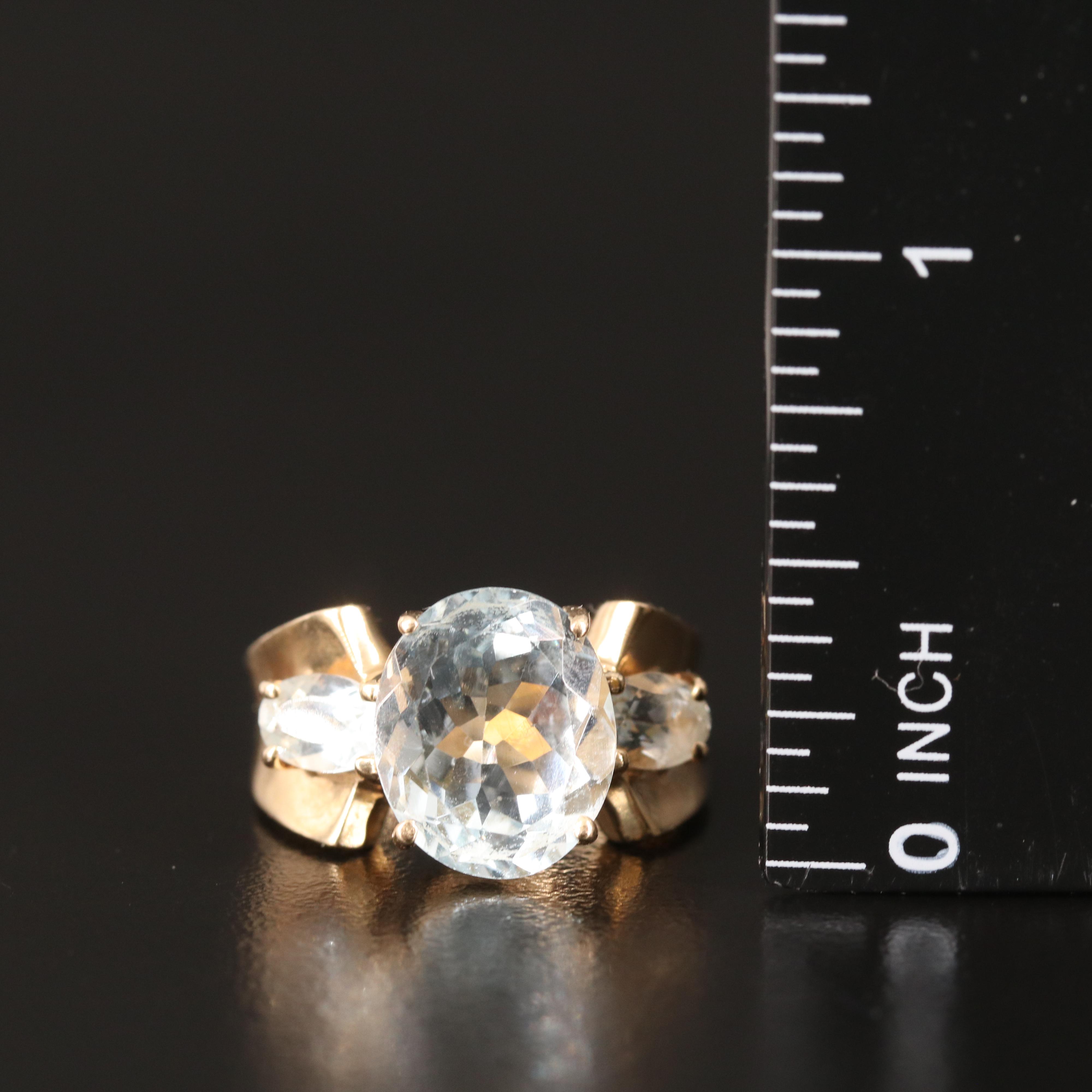 14K Aquamarine Three Stone Ring