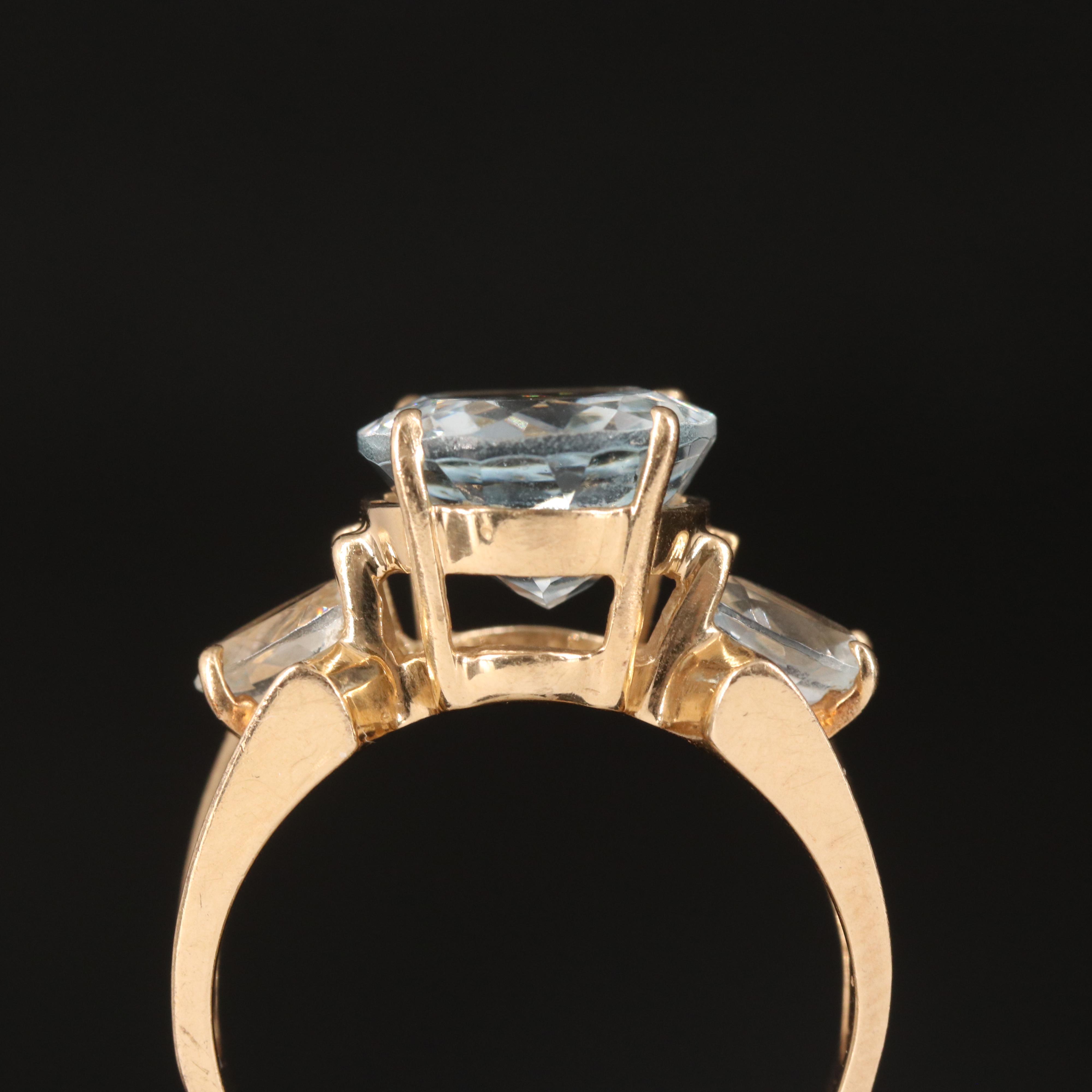 14K Aquamarine Three Stone Ring