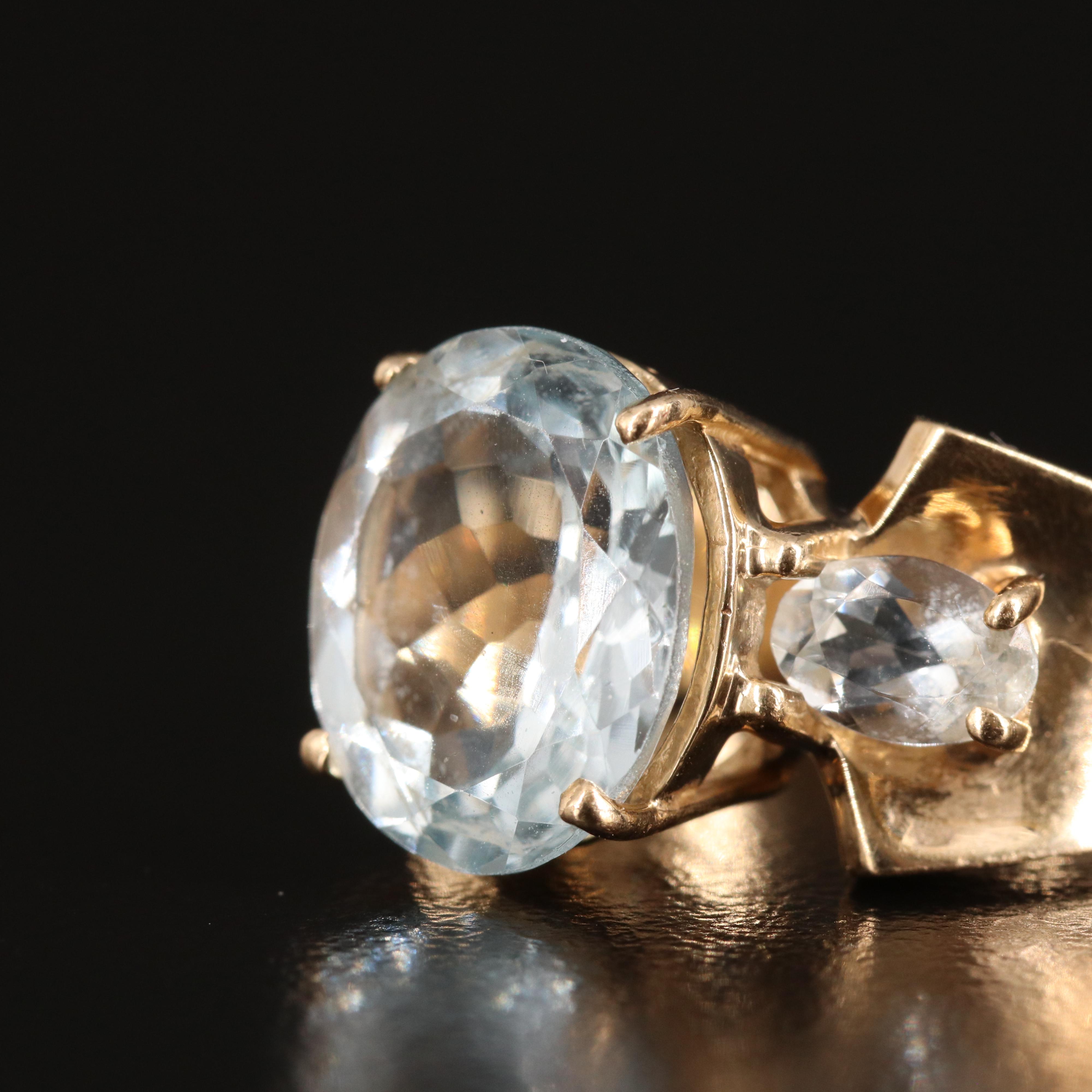 14K Aquamarine Three Stone Ring