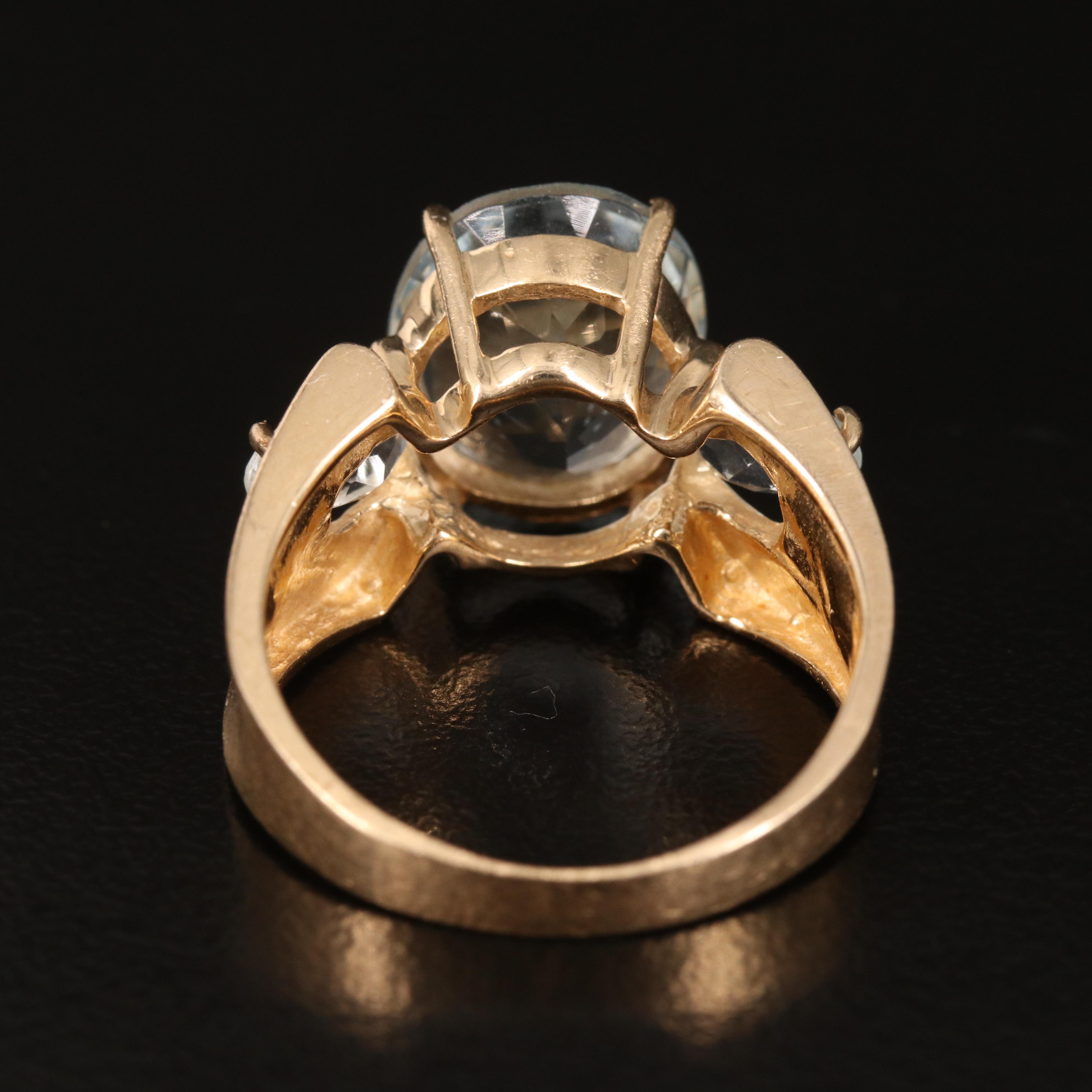 14K Aquamarine Three Stone Ring