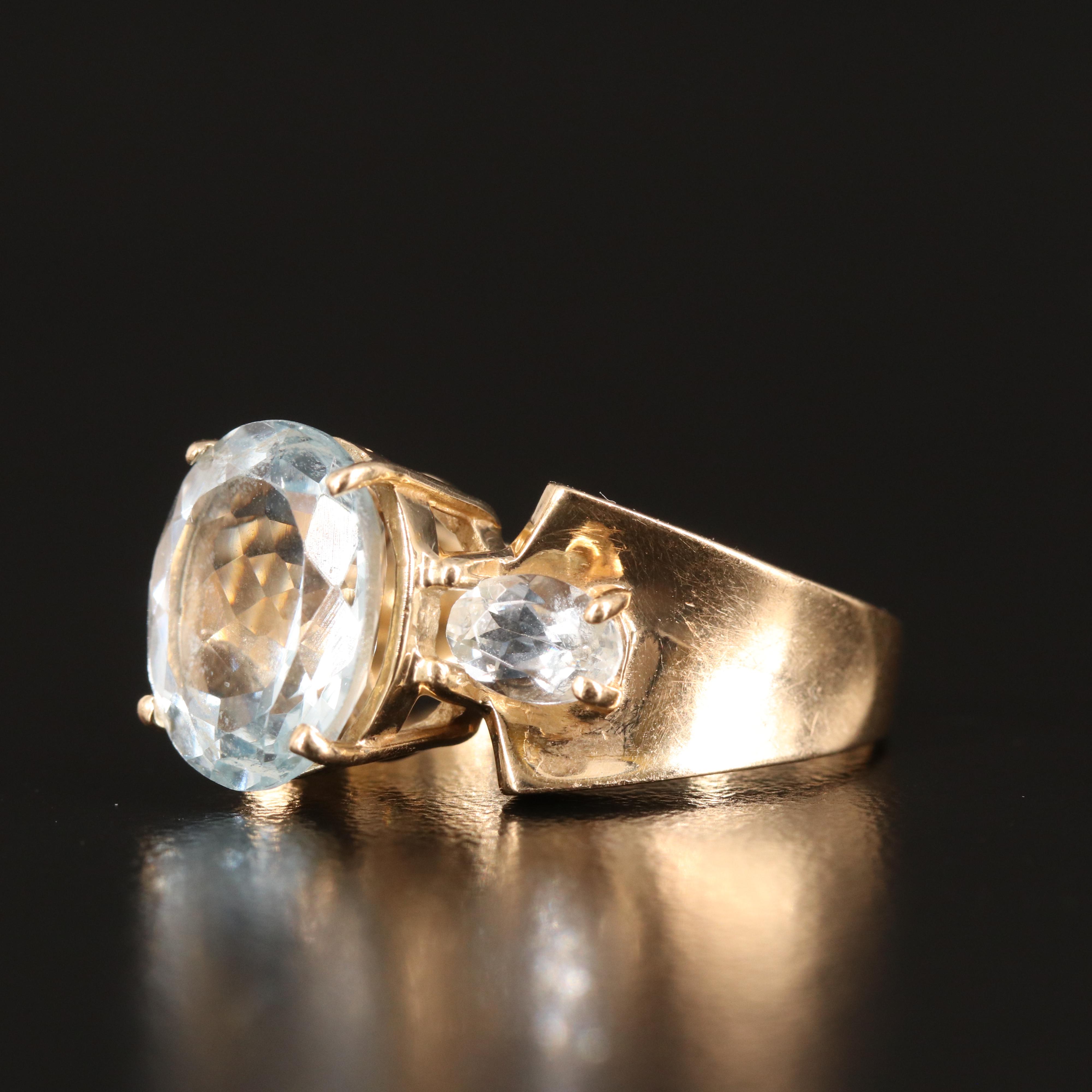 14K Aquamarine Three Stone Ring