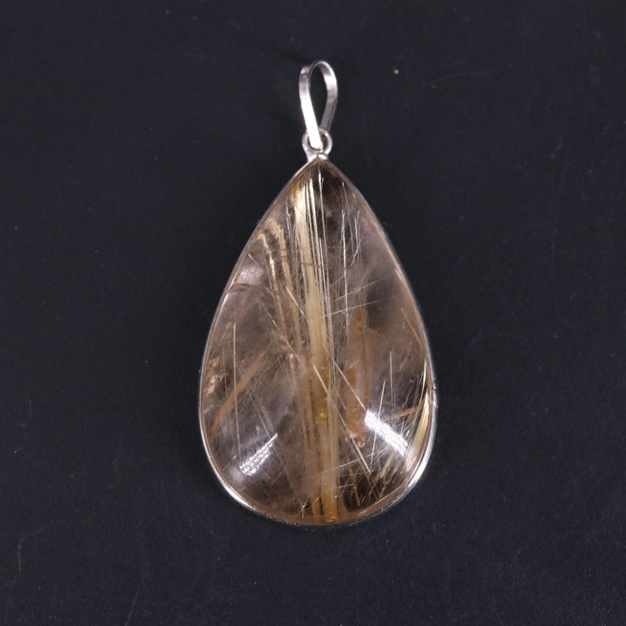 14K Teardrop Rutile Pendant