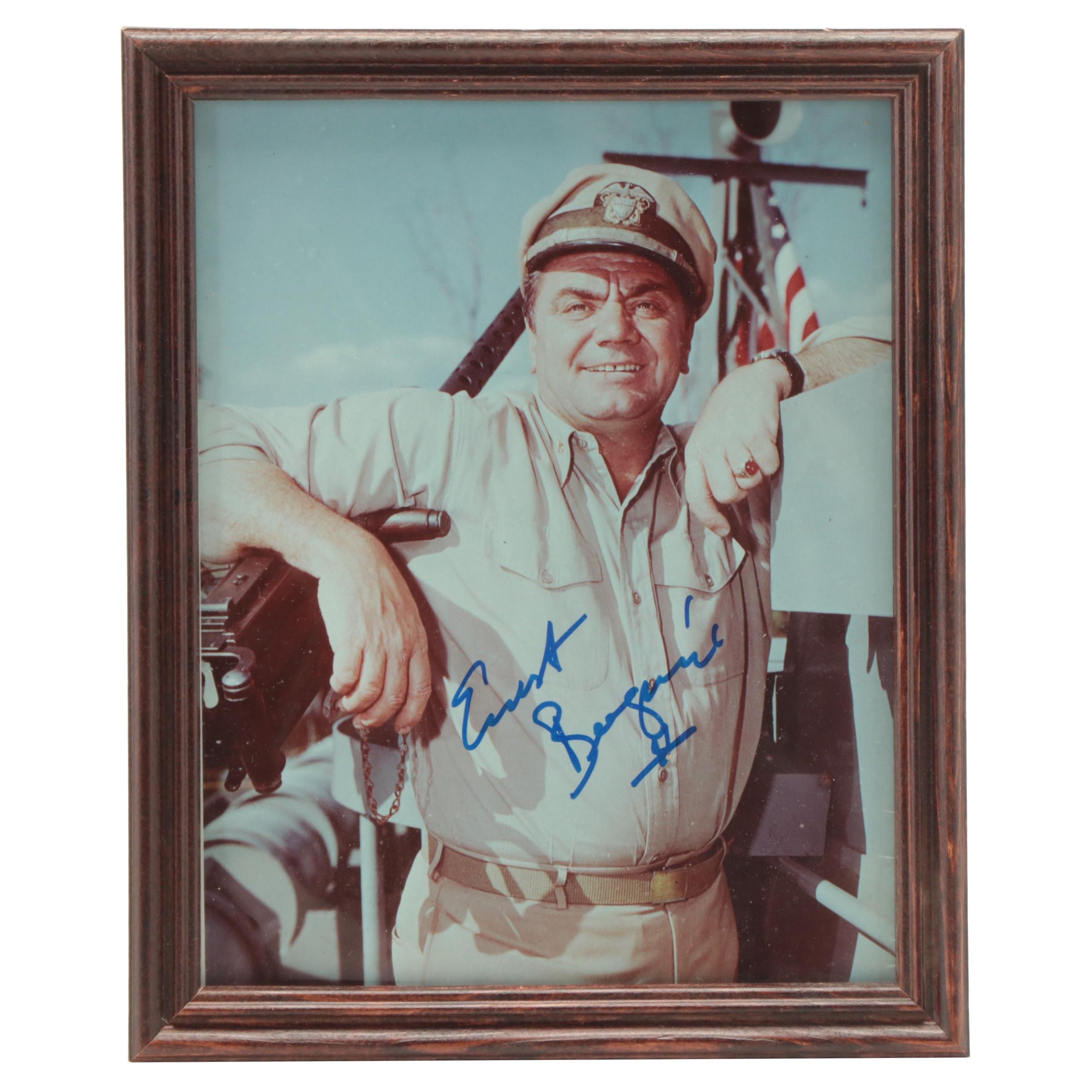 Ernest Borgnine Signed Giclée in Wooden Frame