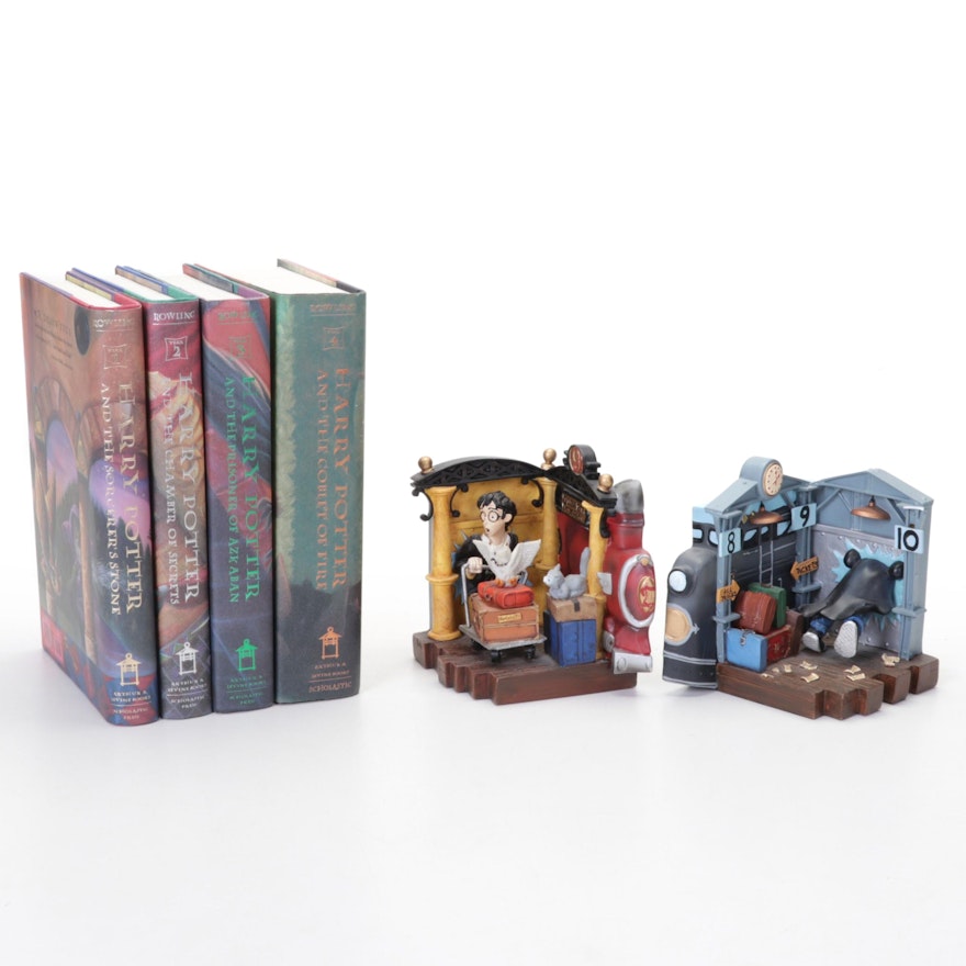 First American Edition "Harry Potter" Partial Series with Pair of Bookends