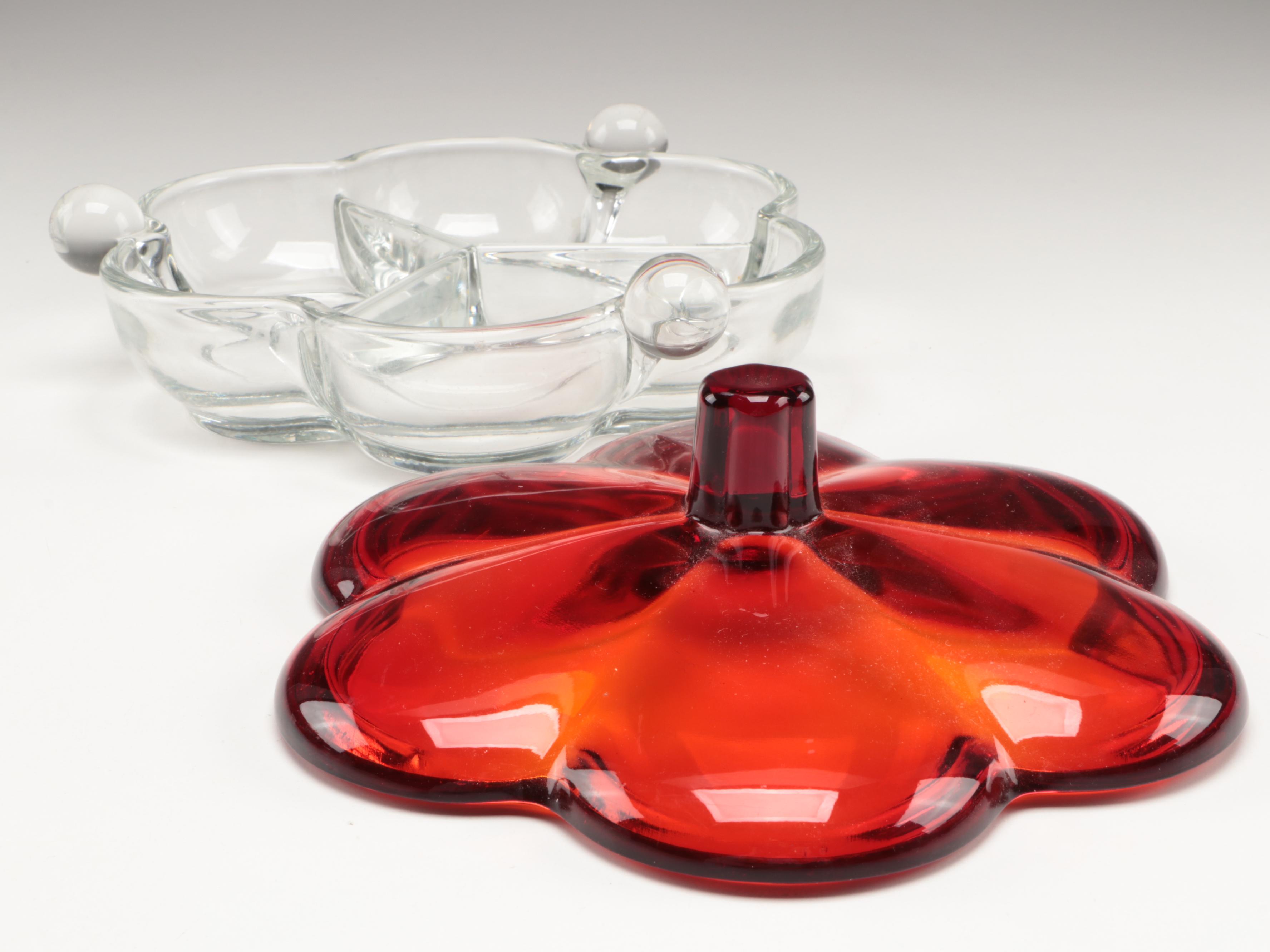 Ruby Cut to Clear Wine Glasses with Other Ruby and Clear Glass Cordials and Dish