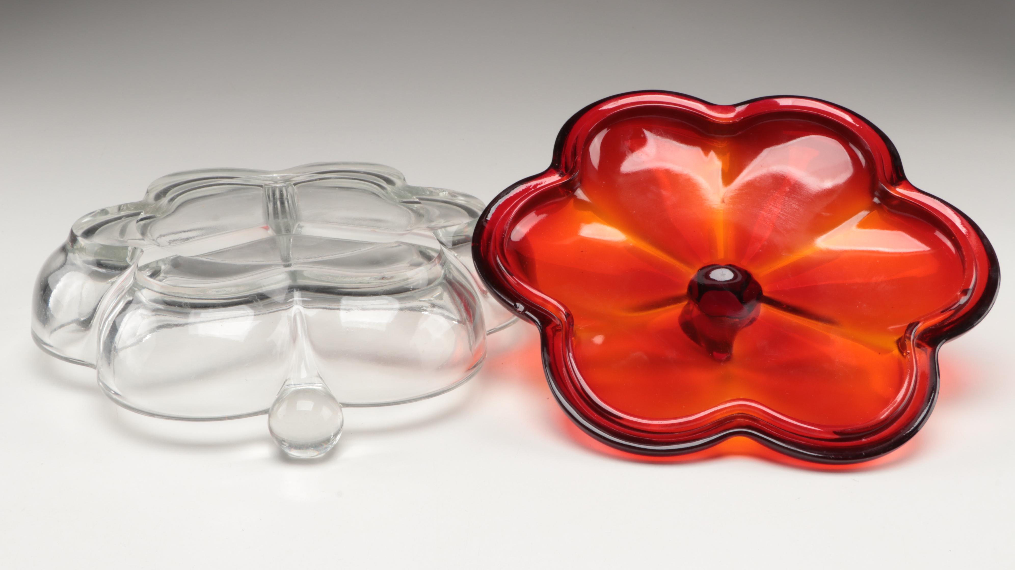 Ruby Cut to Clear Wine Glasses with Other Ruby and Clear Glass Cordials and Dish