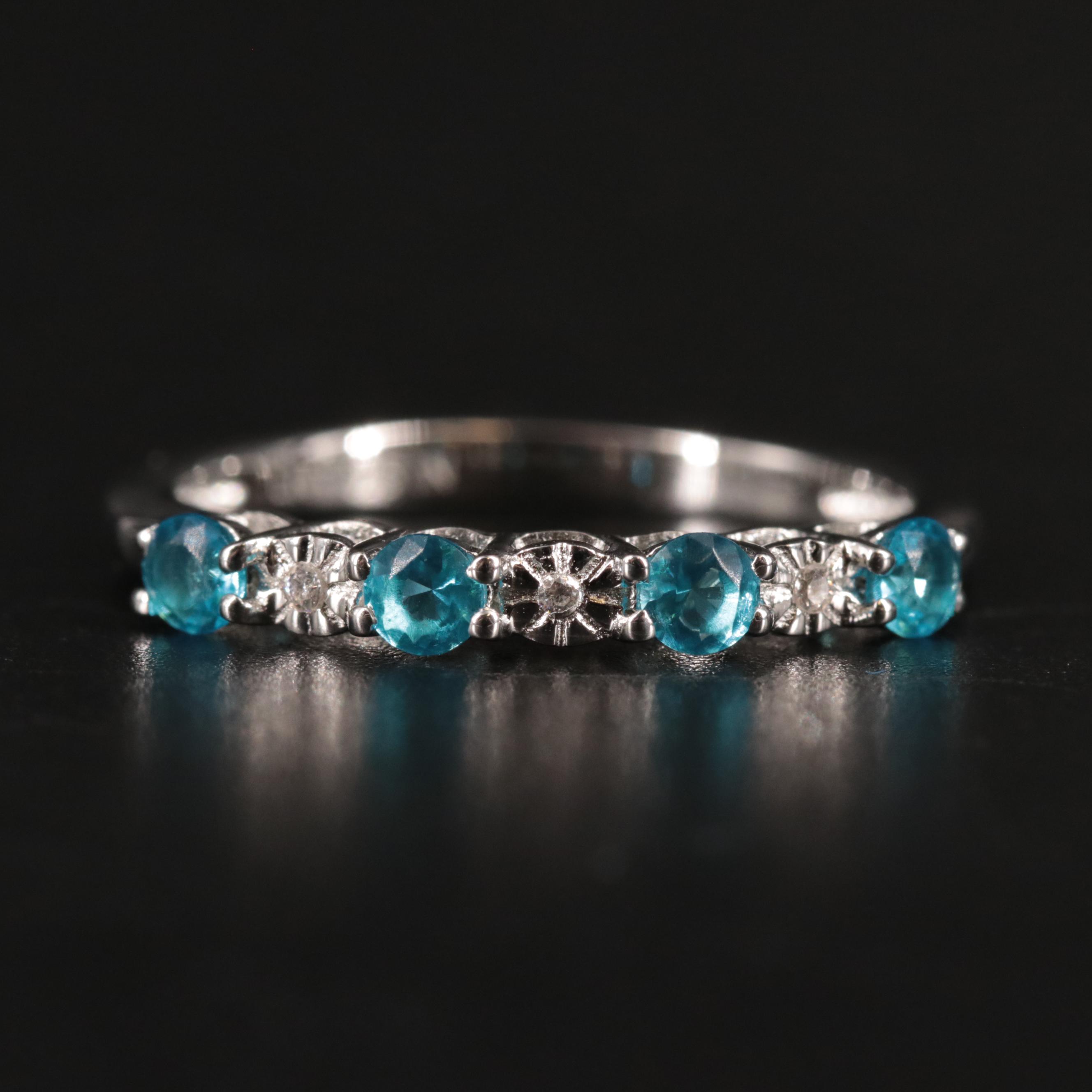 Sterling Silver Topaz and Cubic Zirconia Ring