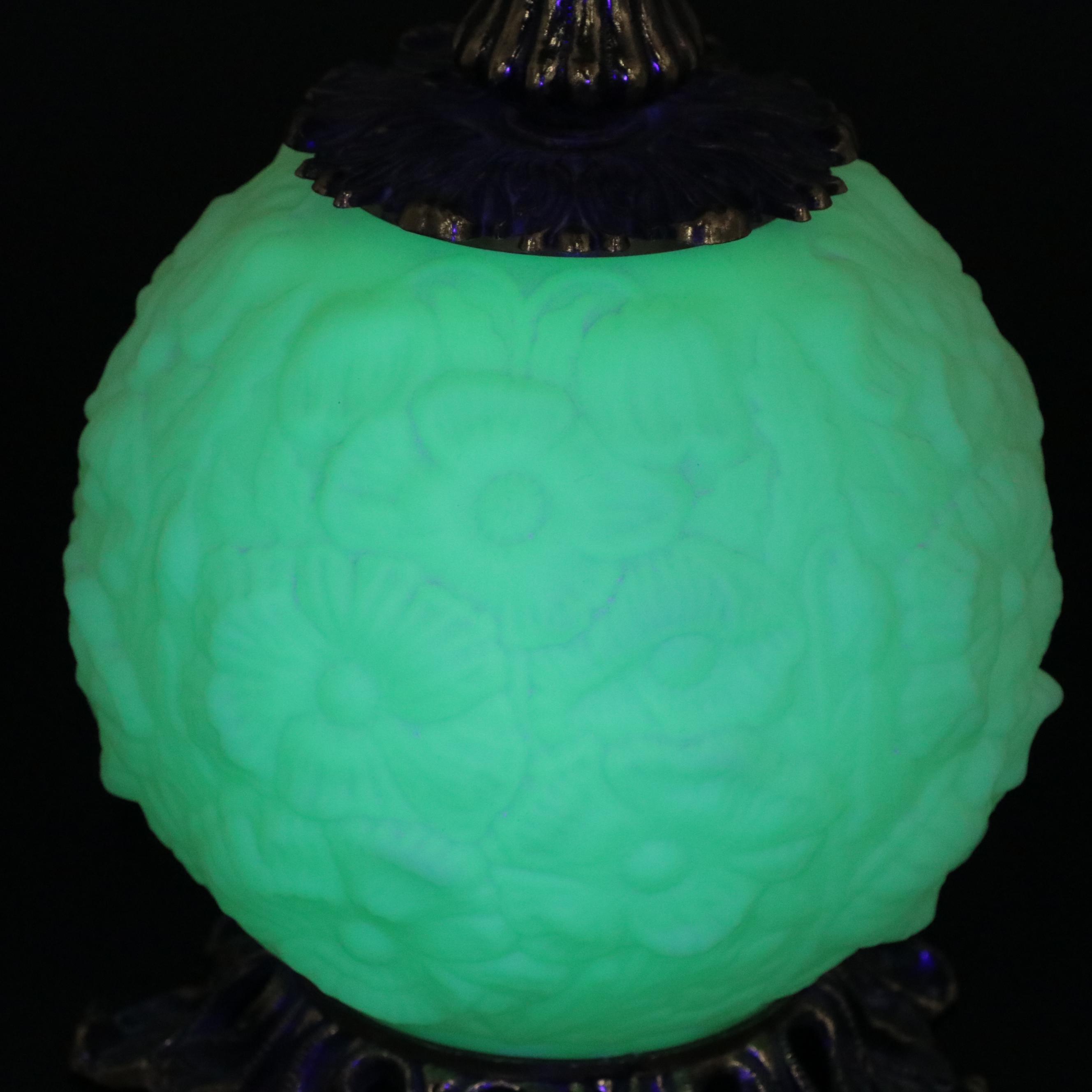 Loevsky & Loevsky With Fenton "Poppy" Custard Glass Parlor Lamp, 1972–1981