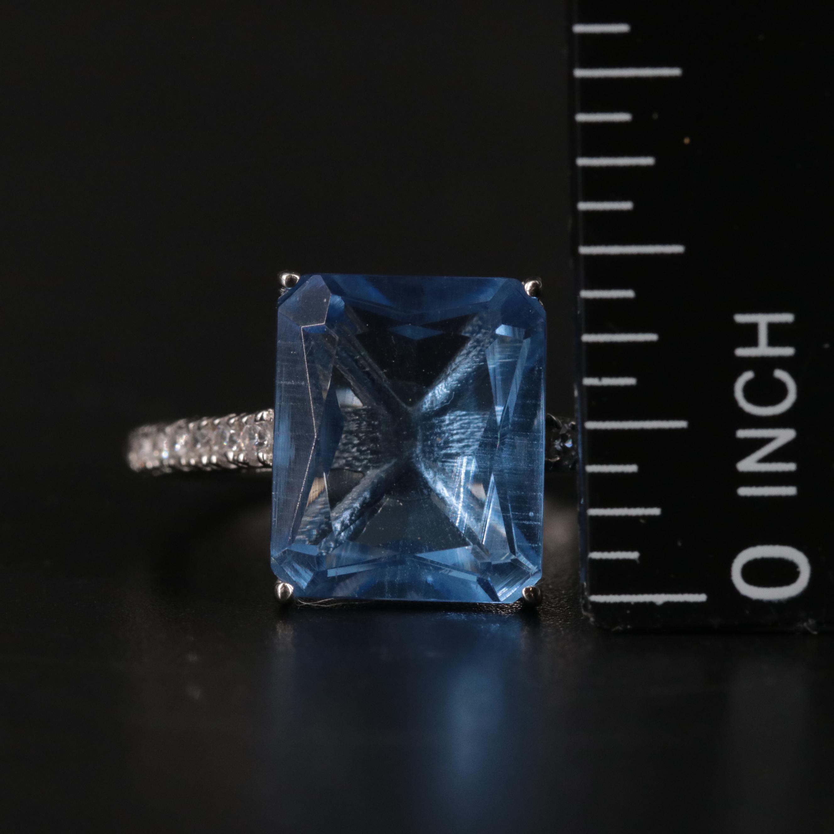 Sterling Silver Topaz and Cubic Zirconia Ring