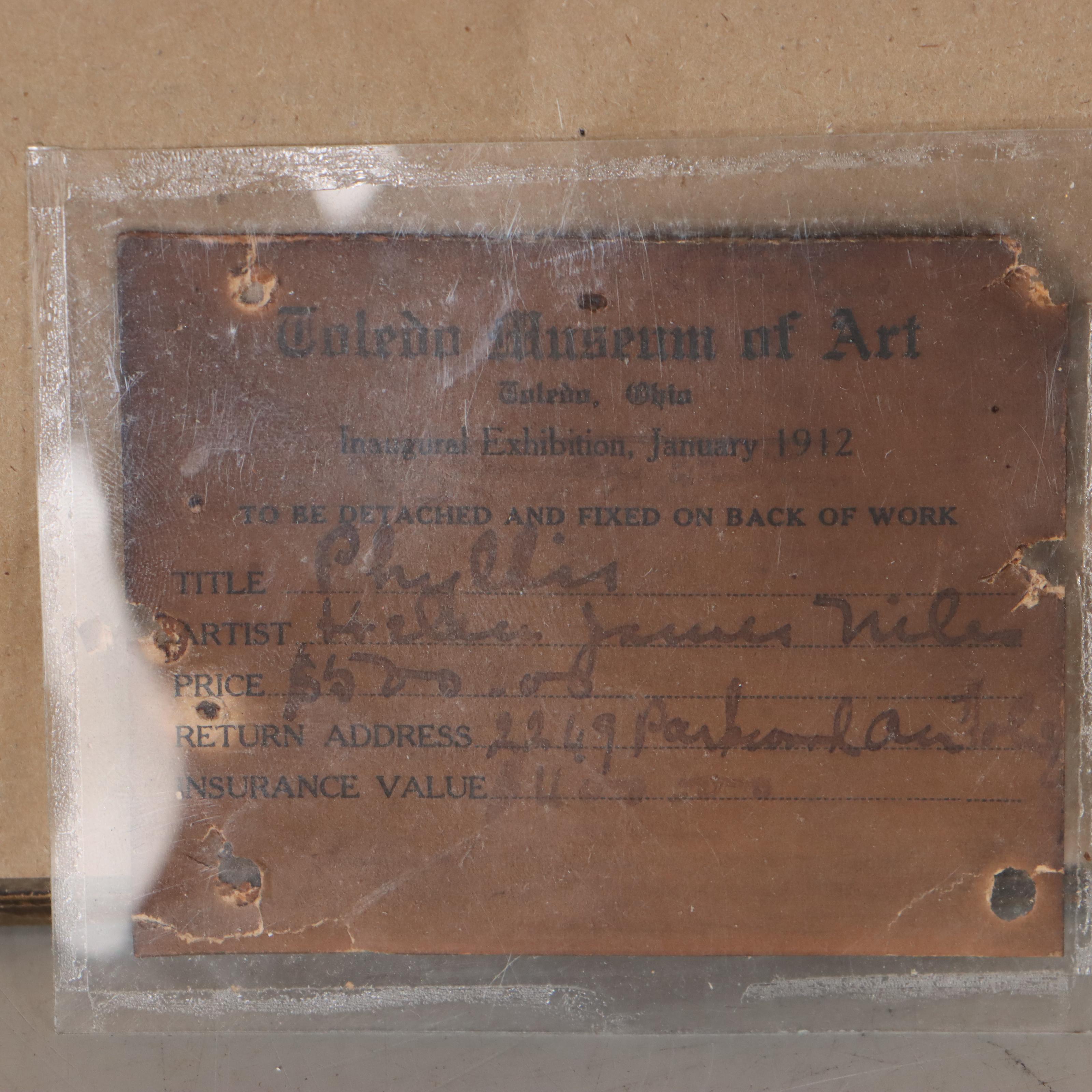 Helen Niles Tenebrist Portrait Oil Painting "Phyllis" 1912