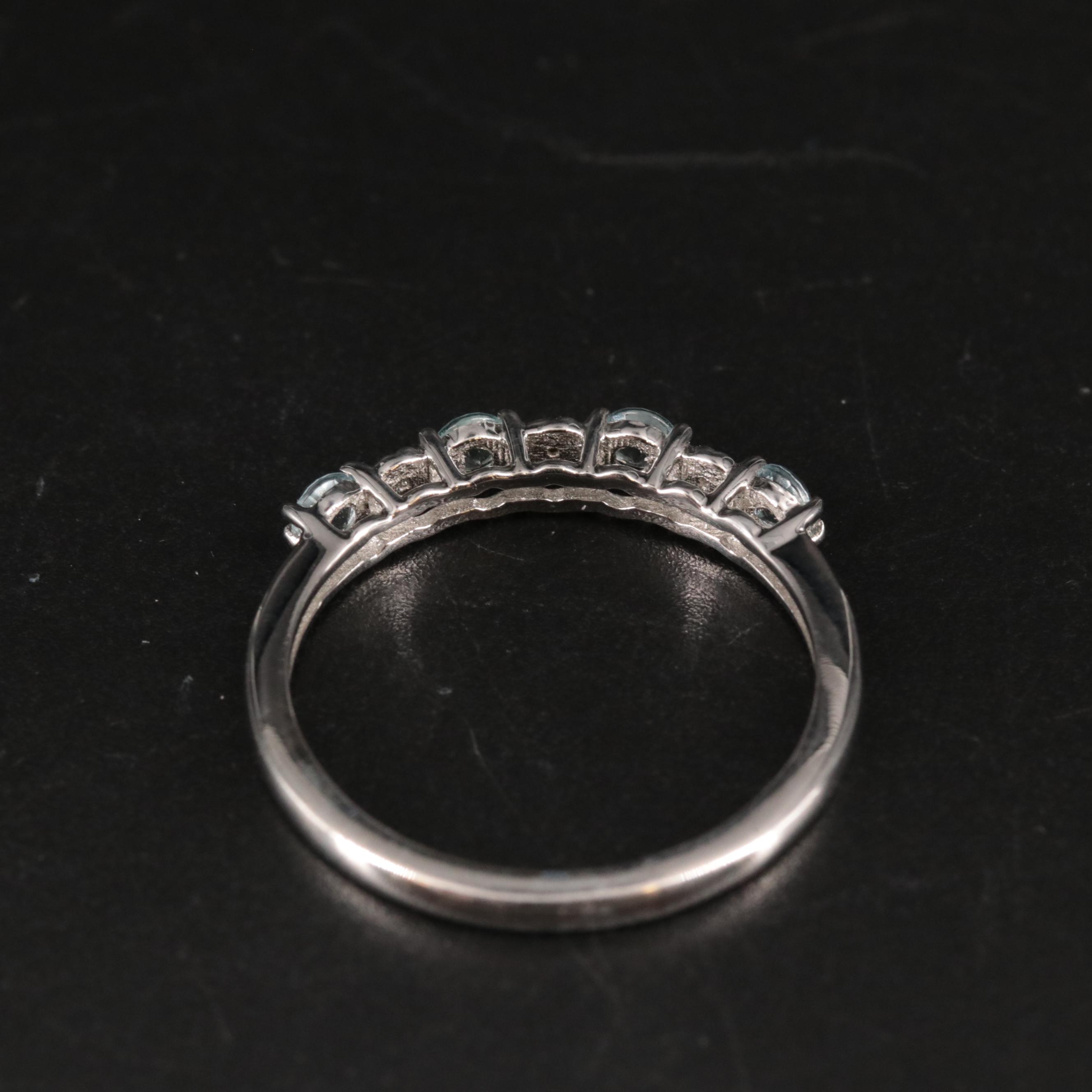 Sterling Silver Aquamarine and Cubic Zirconia Ring