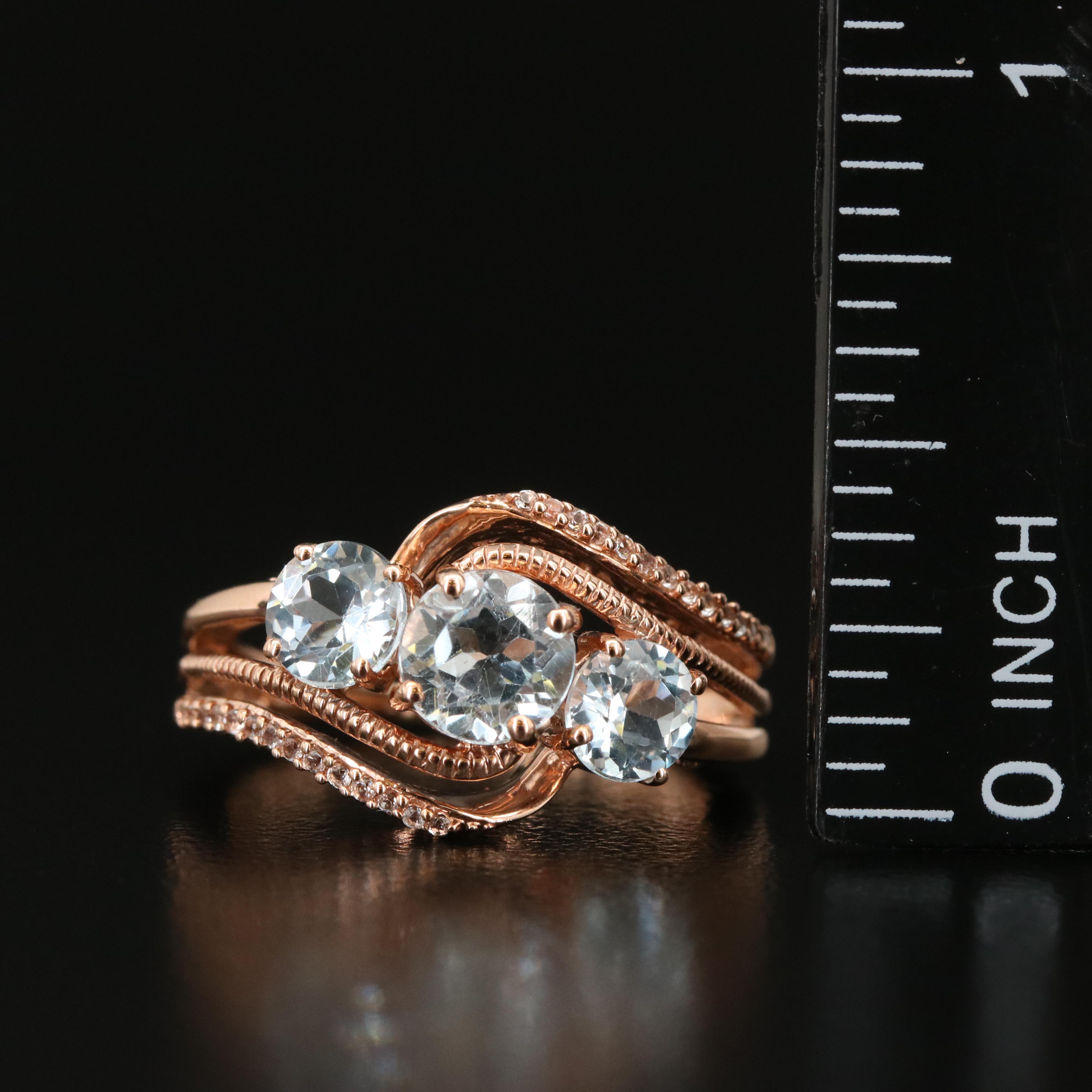 10K Sky Blue and White Topaz Ring