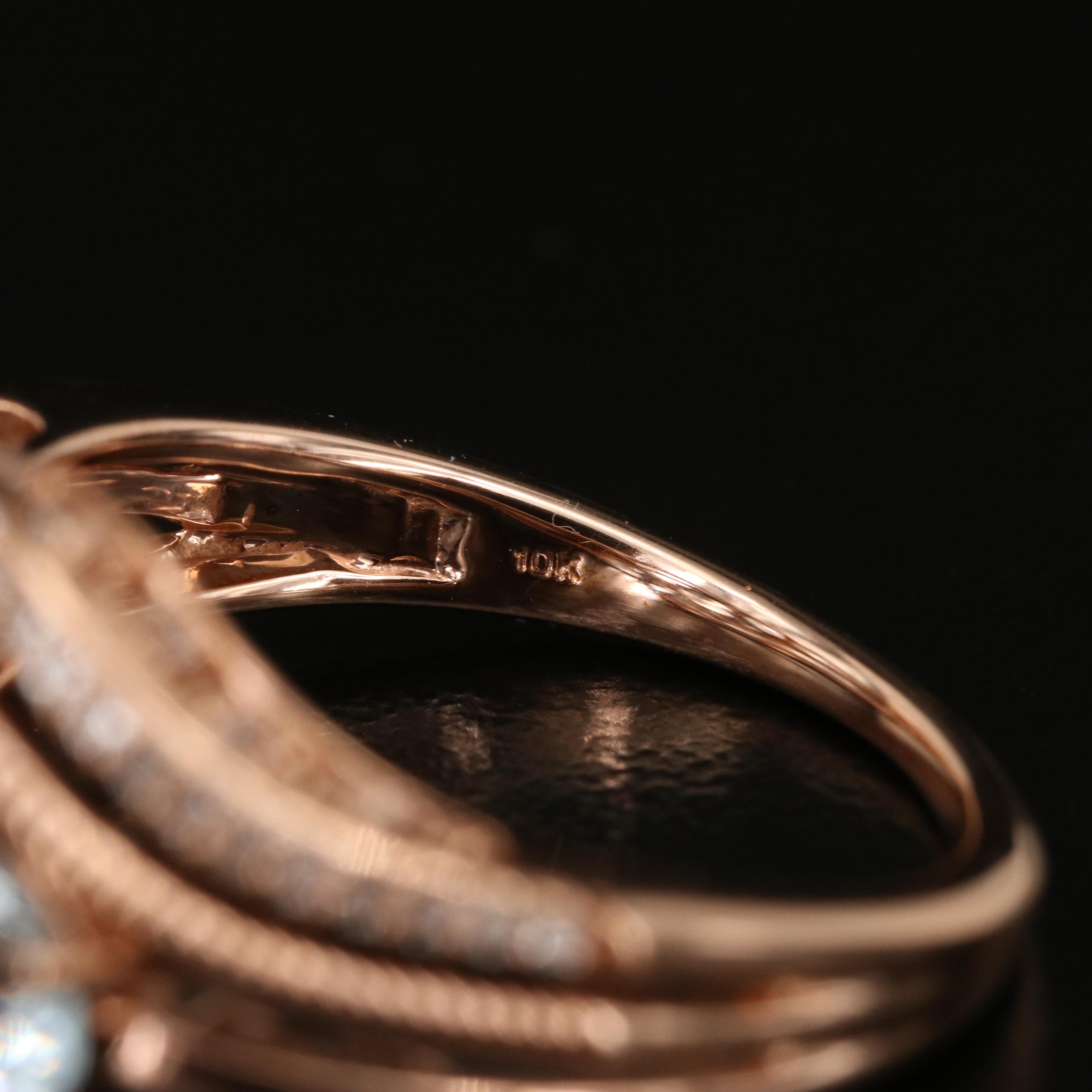 10K Sky Blue and White Topaz Ring