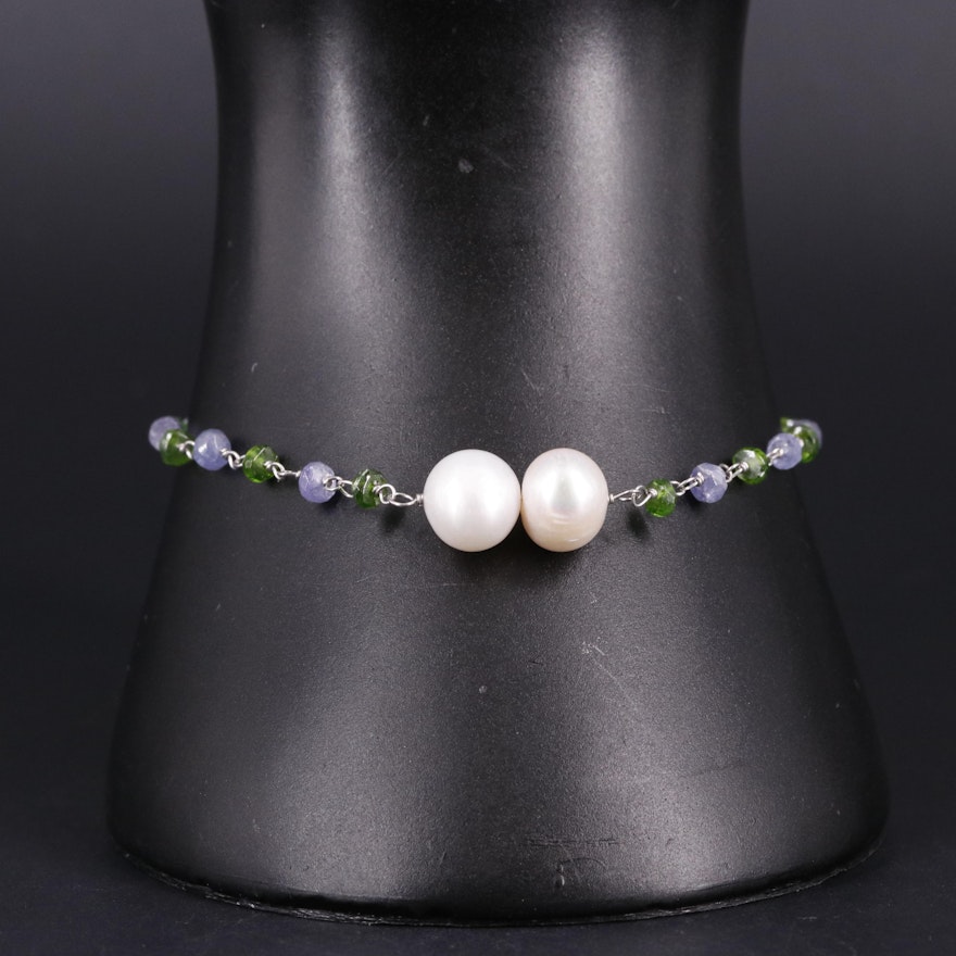 Sterling Silver Beaded Gemstone Bracelet