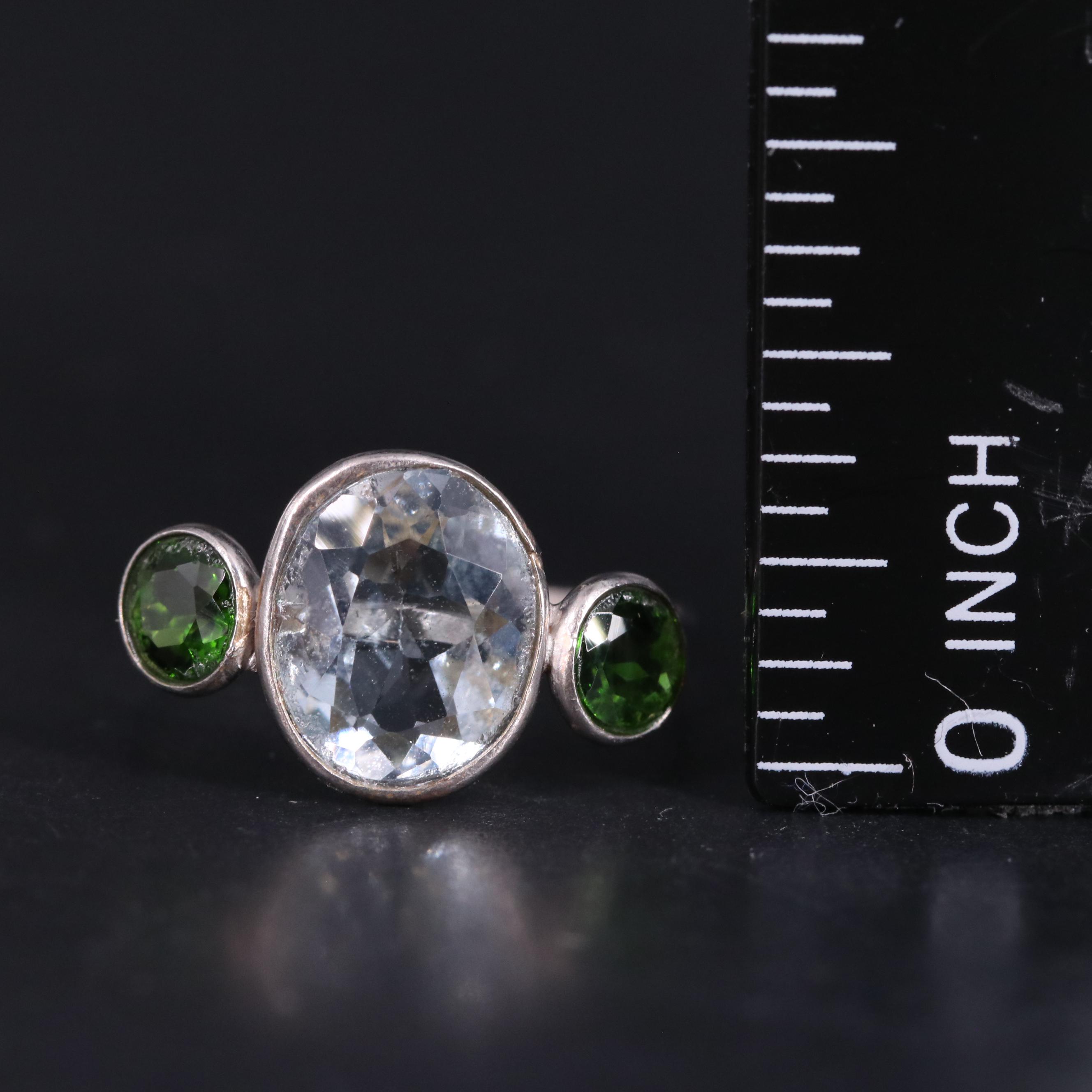 14K Aquamarine and Diopside Ring