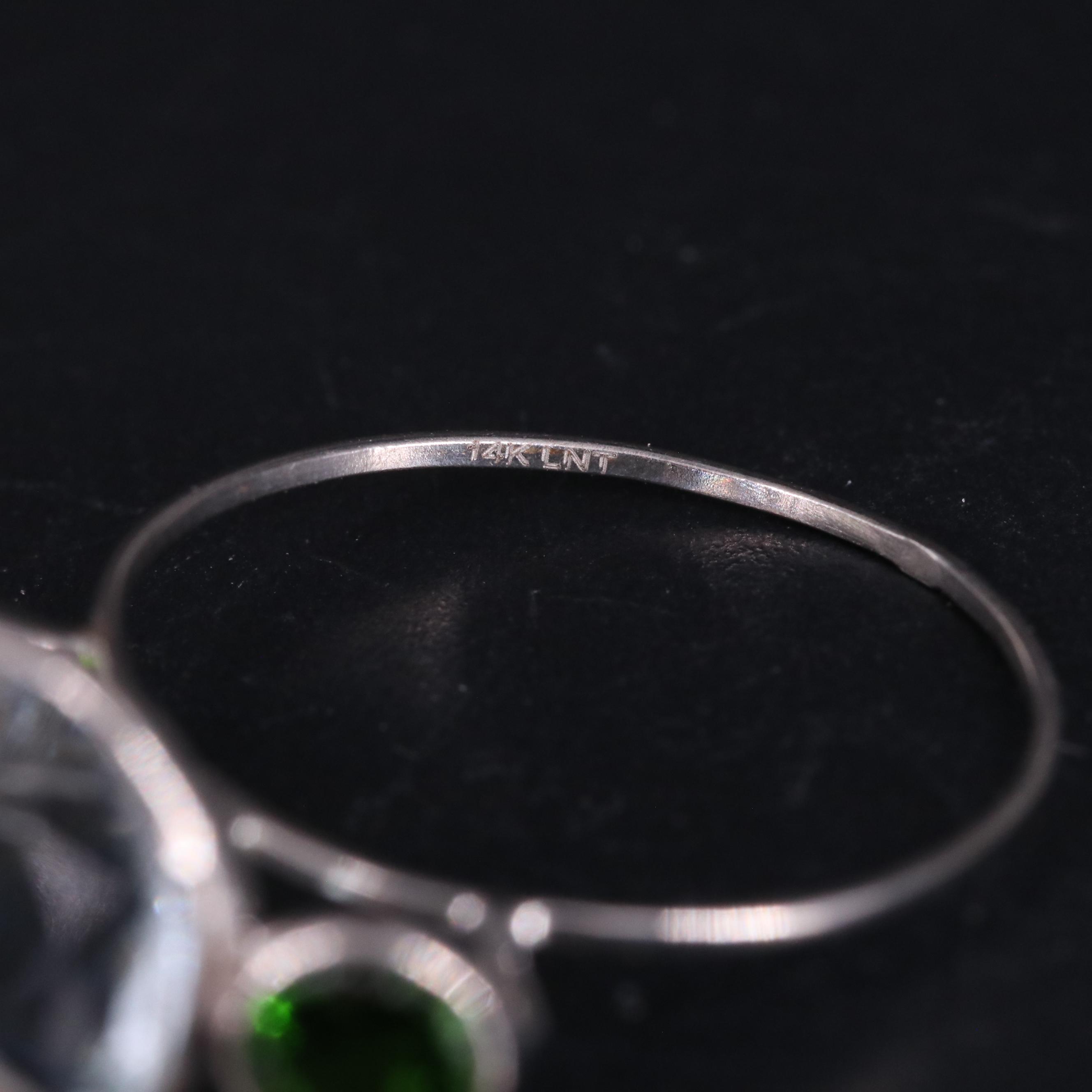 14K Aquamarine and Diopside Ring
