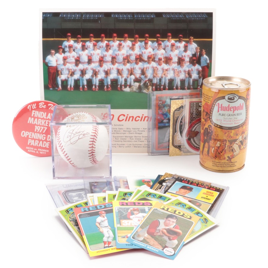 Cincinnati Reds Memorabilia With Rookie Baseball Cards, Signed Baseball, More