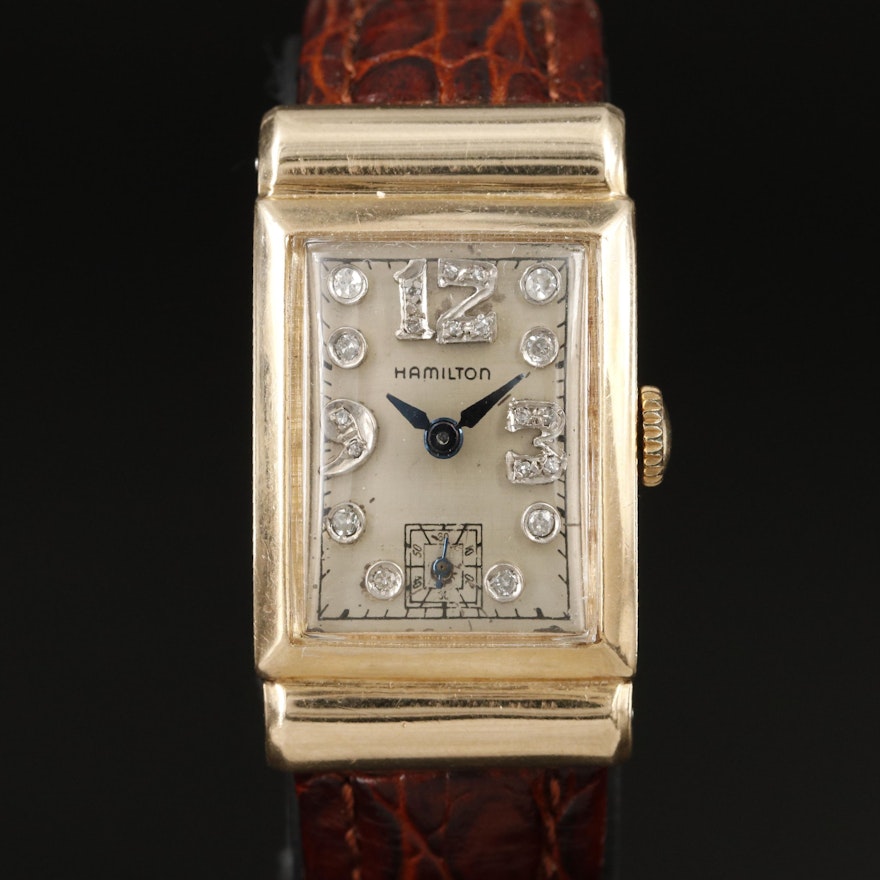 14K and Diamond 1946 Hamilton Manual Wind Wristwatch
