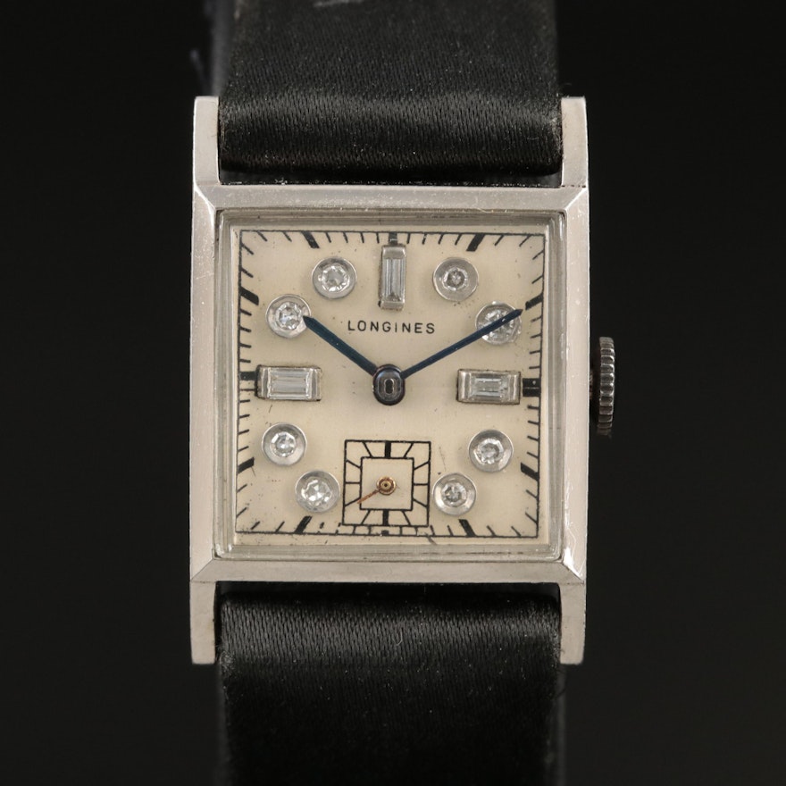 Diamond and Palladium Longines Vintage Wristwatch