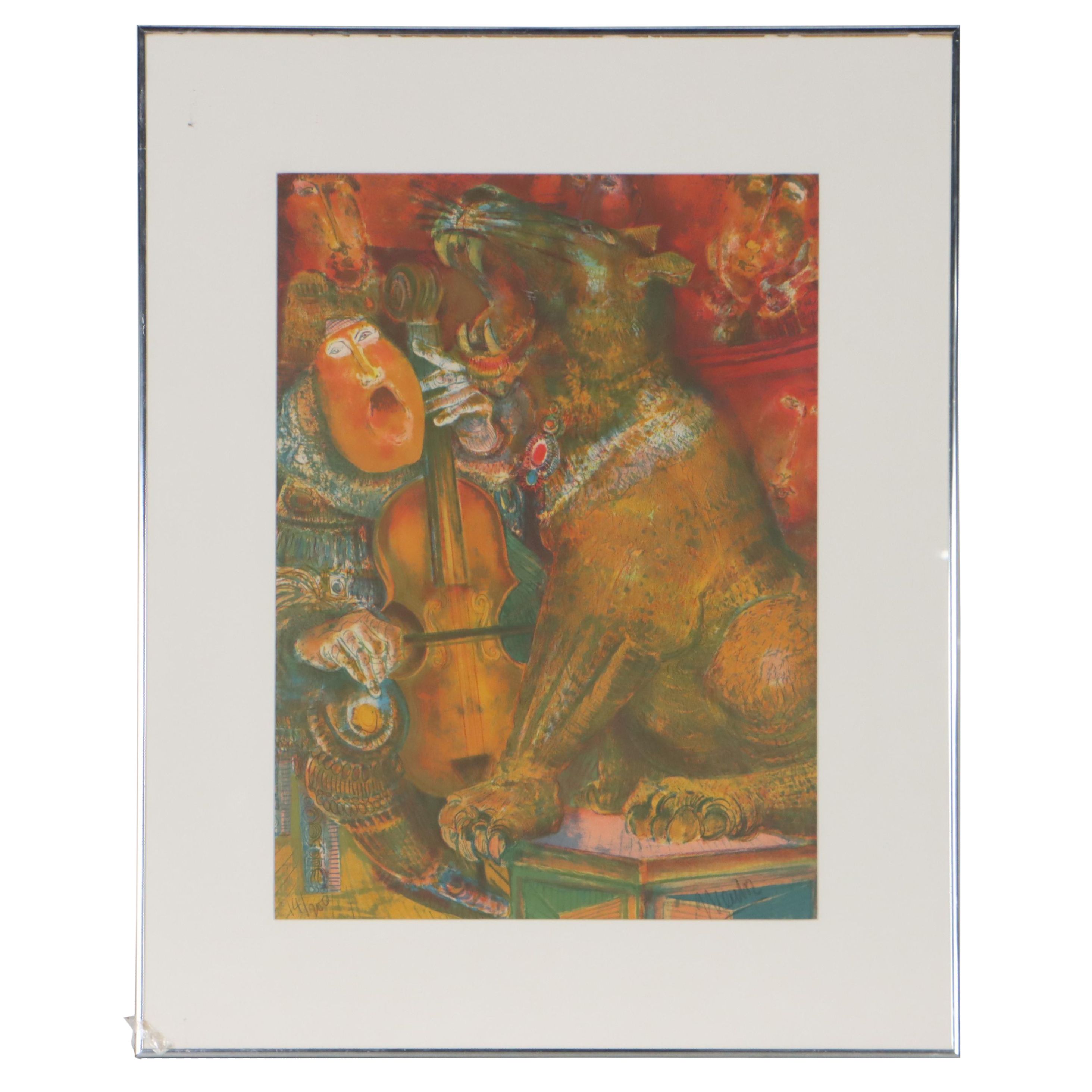 Blasco Mentor Lithograph of Musicians, Late 20th Century