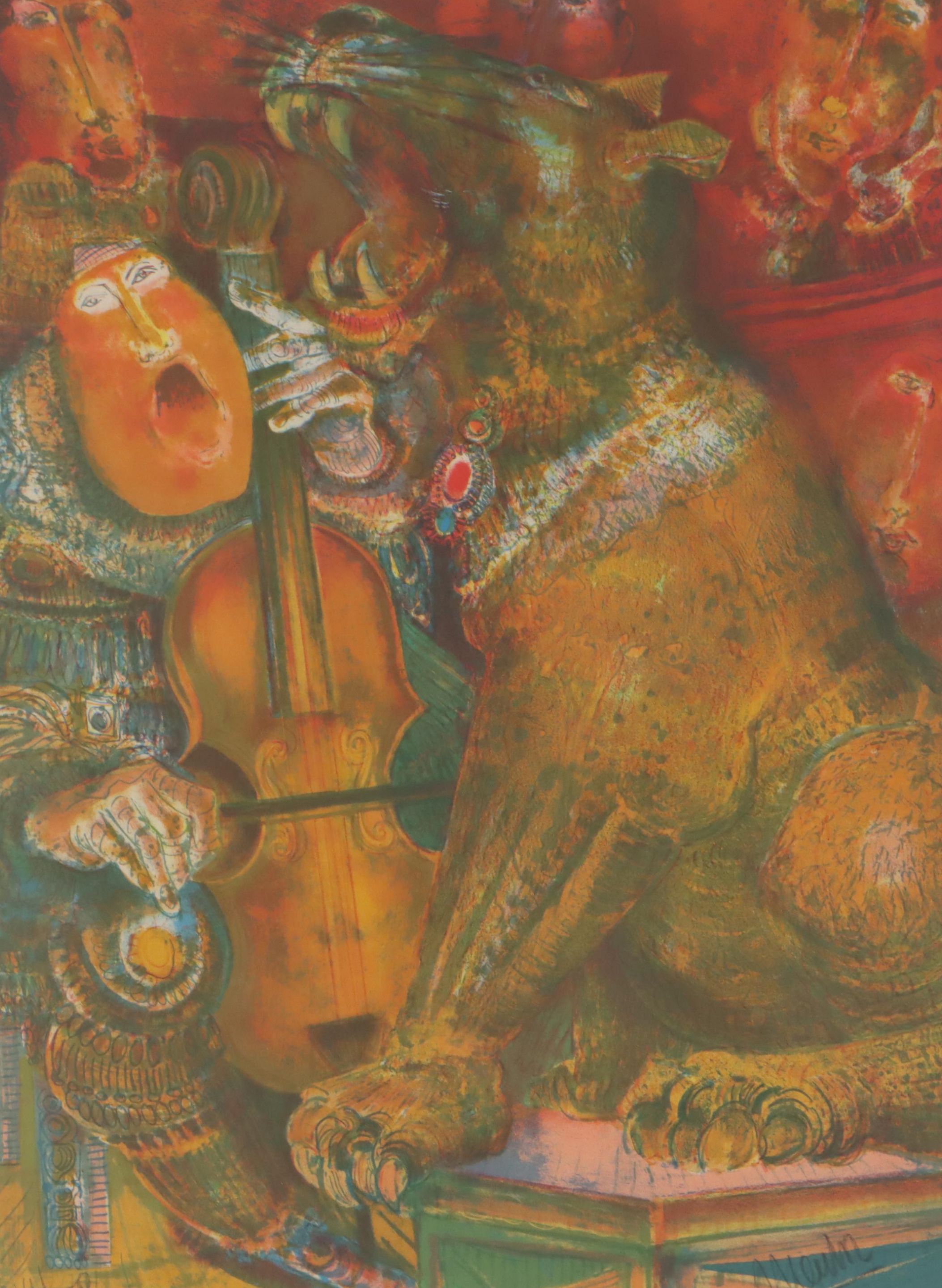 Blasco Mentor Lithograph of Musicians, Late 20th Century