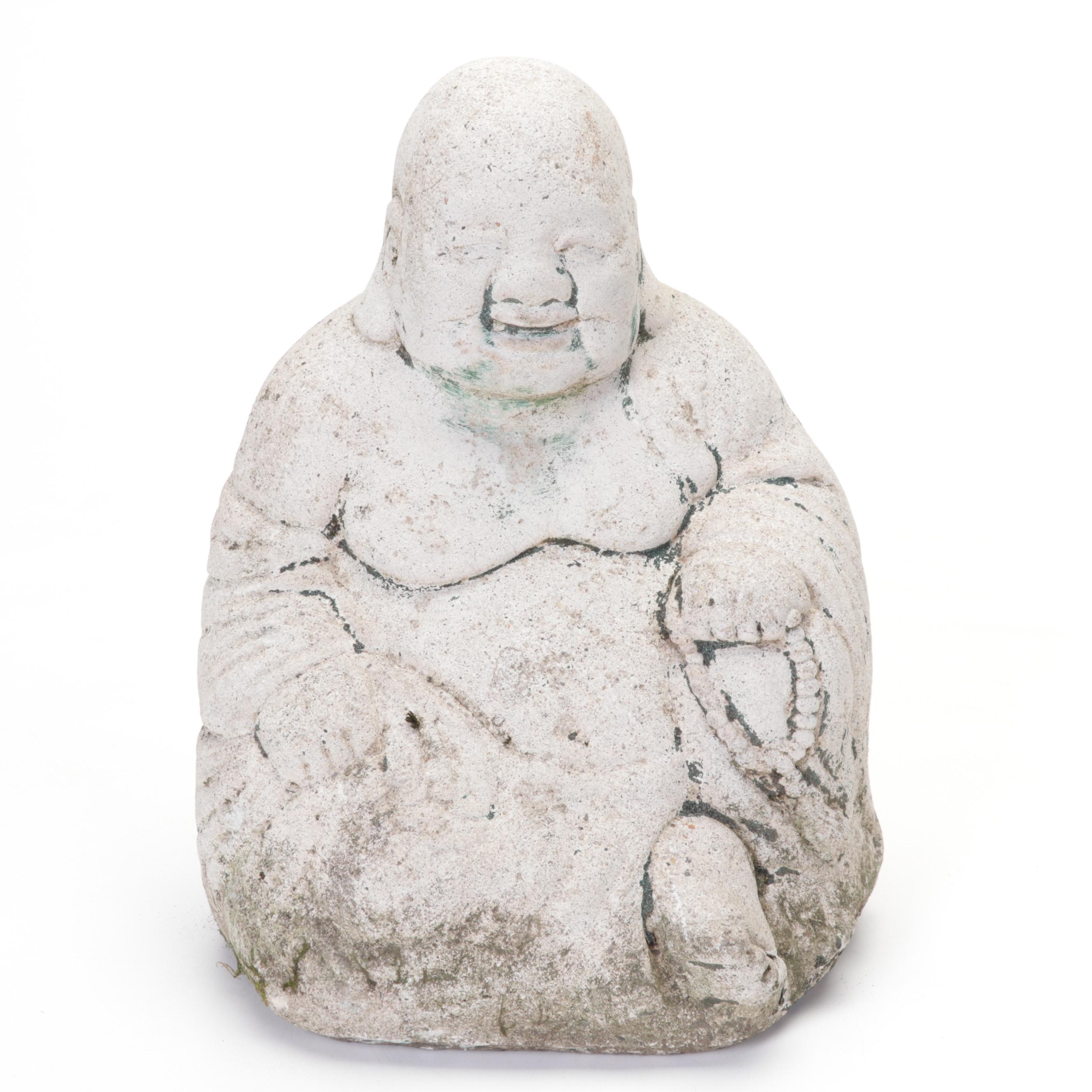 Concrete Buddha and Rabbit Garden Statues