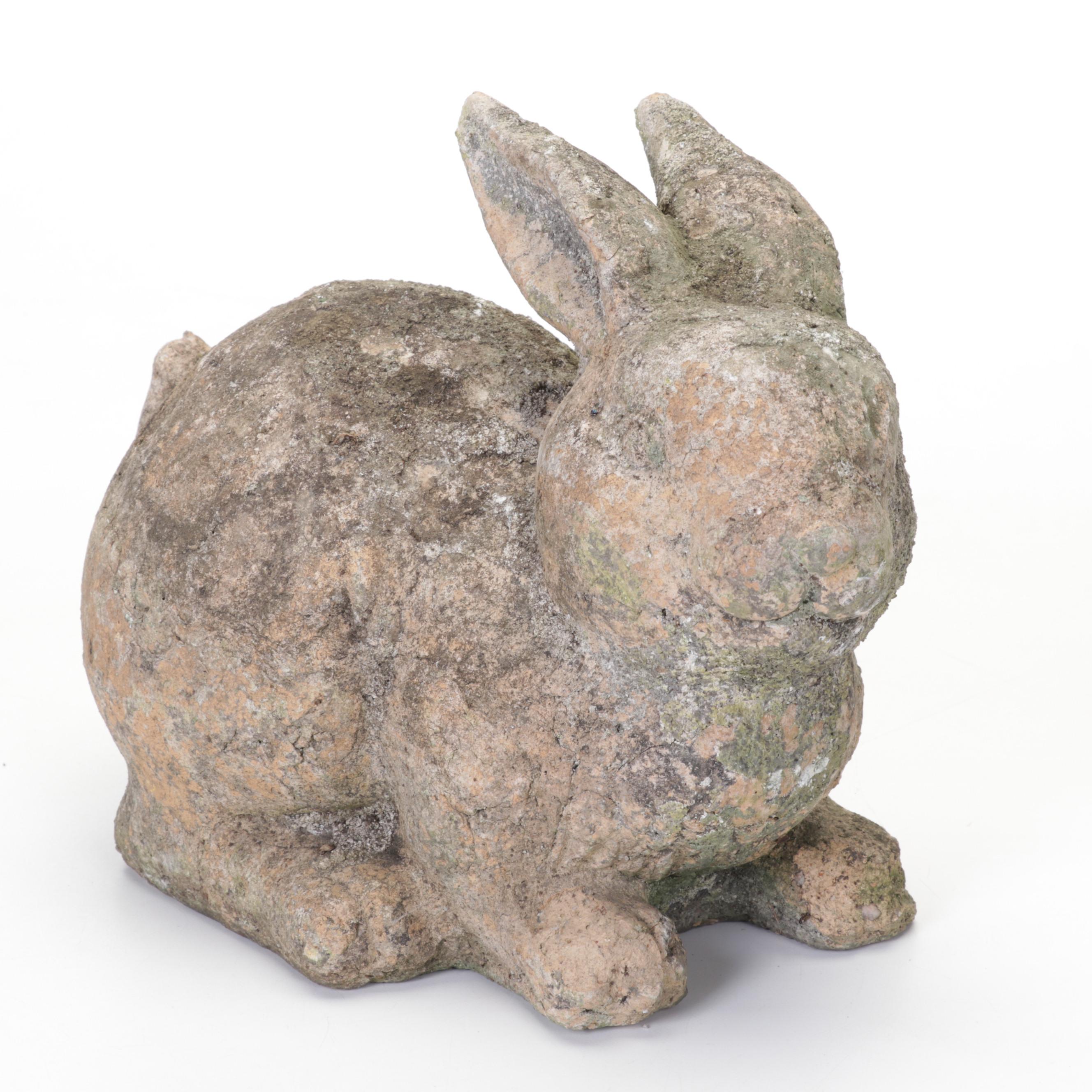 Concrete Buddha and Rabbit Garden Statues