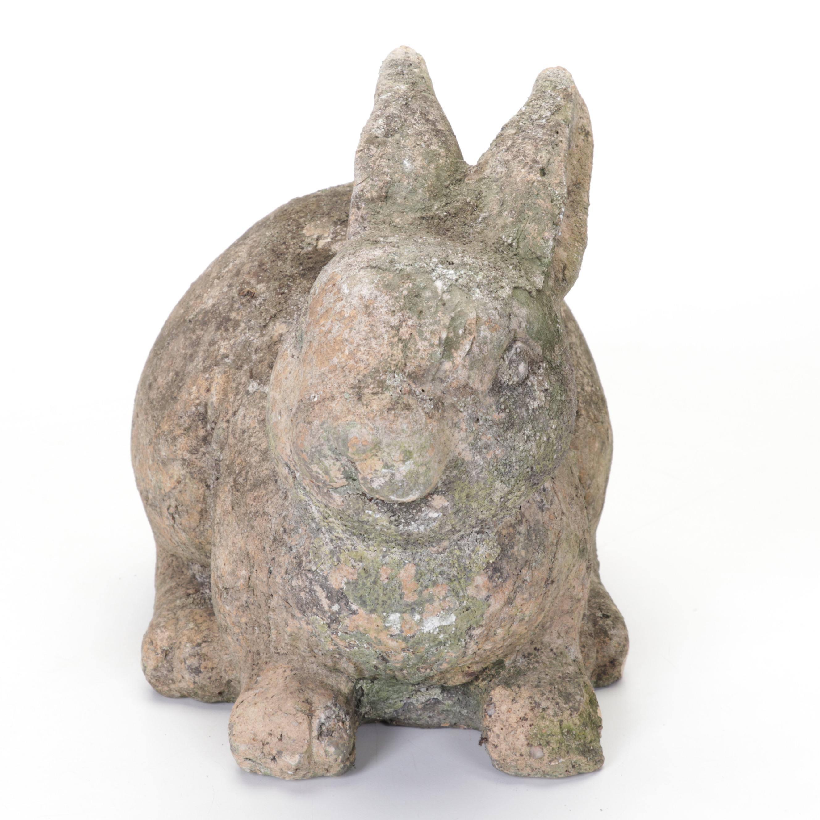 Concrete Buddha and Rabbit Garden Statues