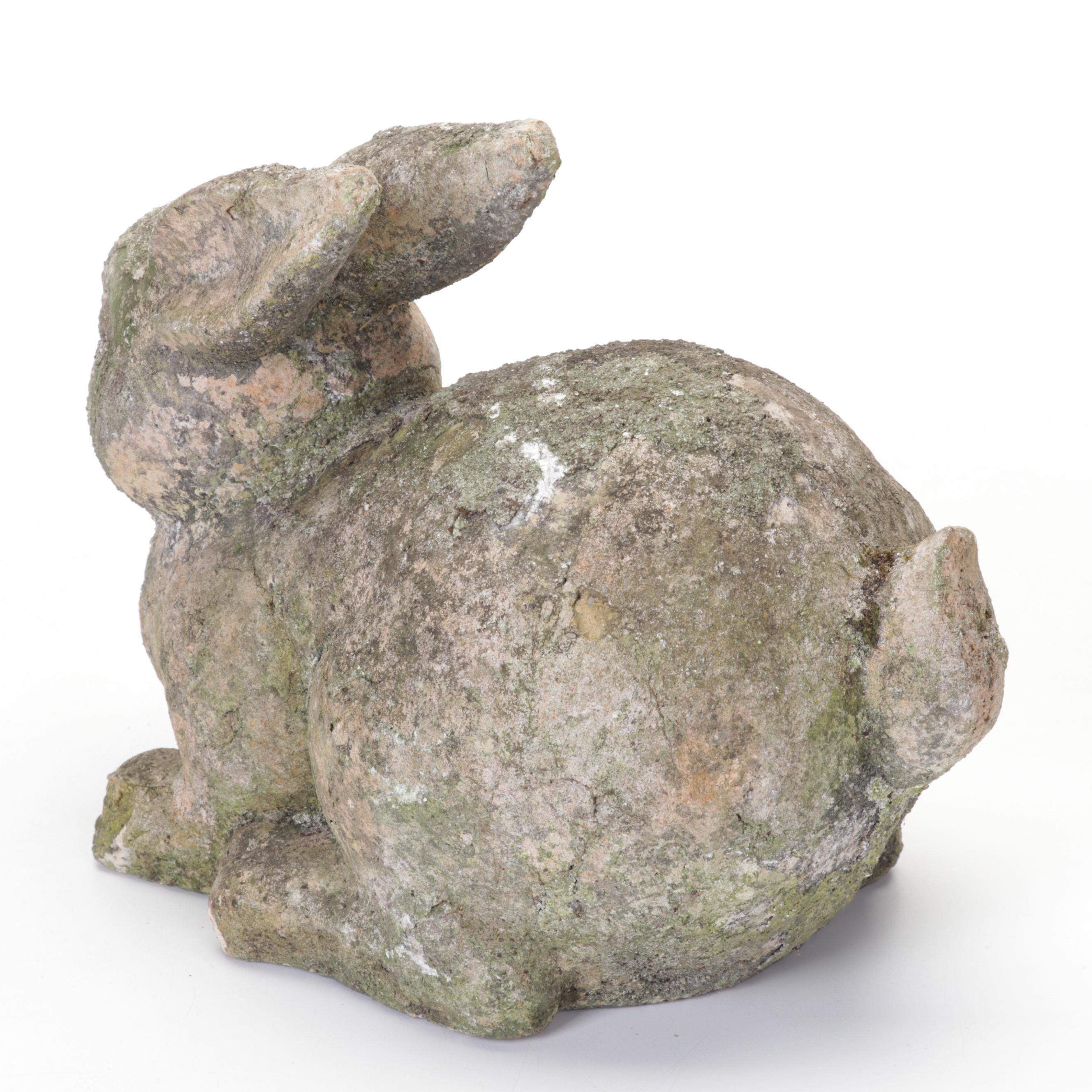 Concrete Buddha and Rabbit Garden Statues