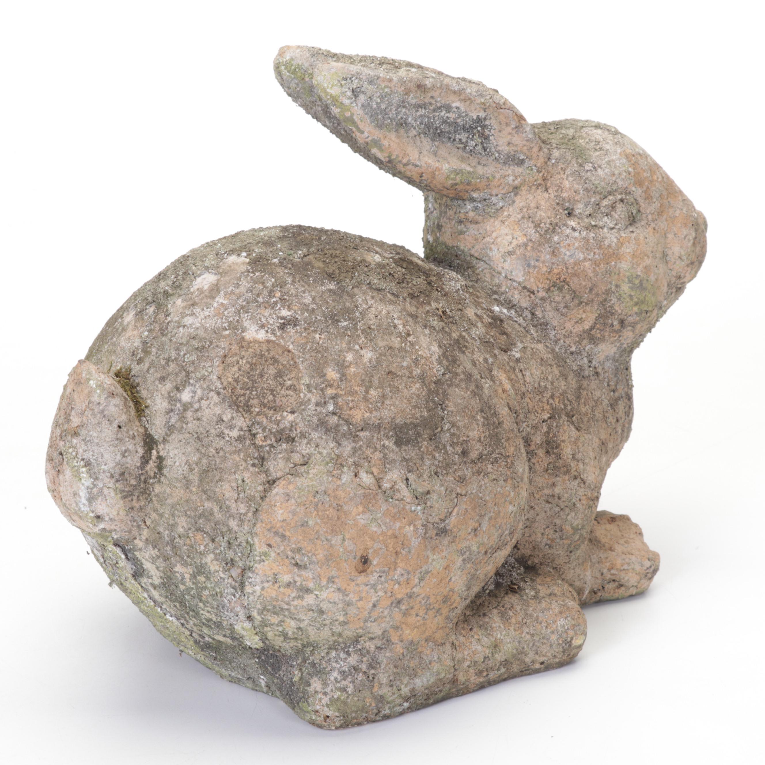 Concrete Buddha and Rabbit Garden Statues