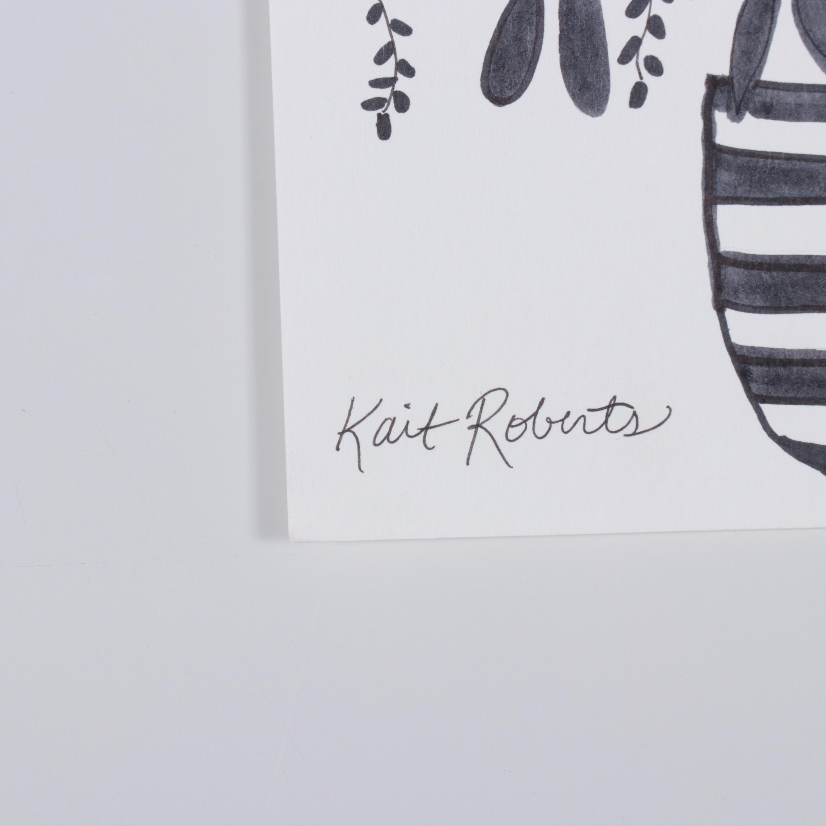 Kait Roberts Floral Mixed Media Drawings, 2020