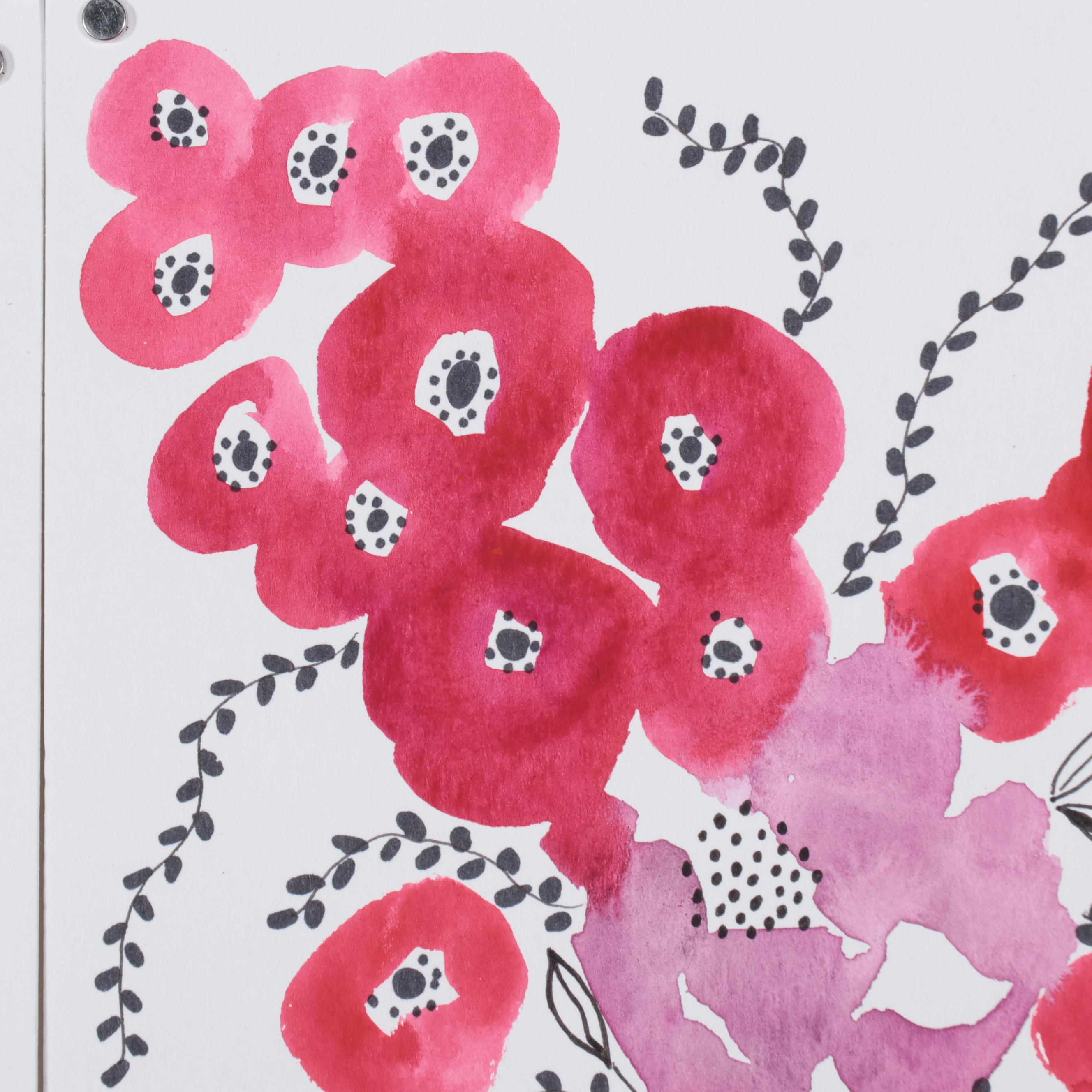 Kait Roberts Floral Mixed Media Drawings, 2020