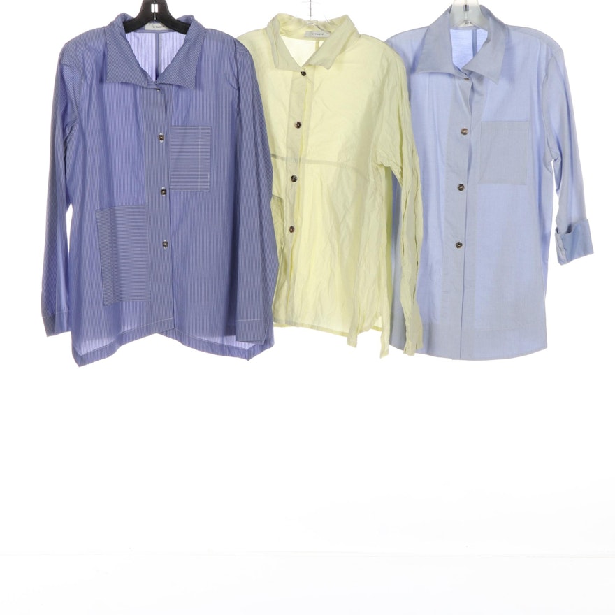 Vitamin Button-Down Shirts in Striped Poplin