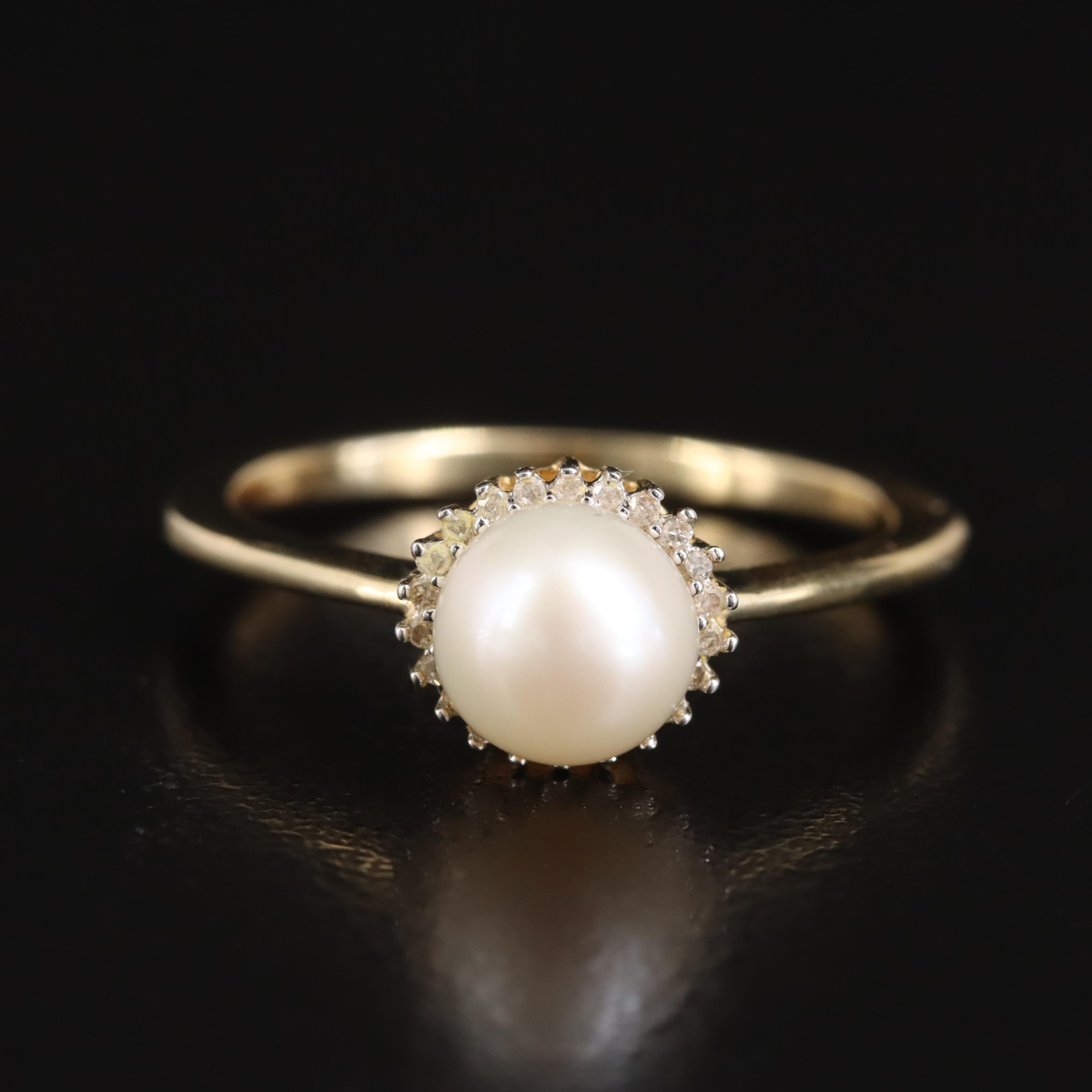 10K Pearl and Diamond Ring