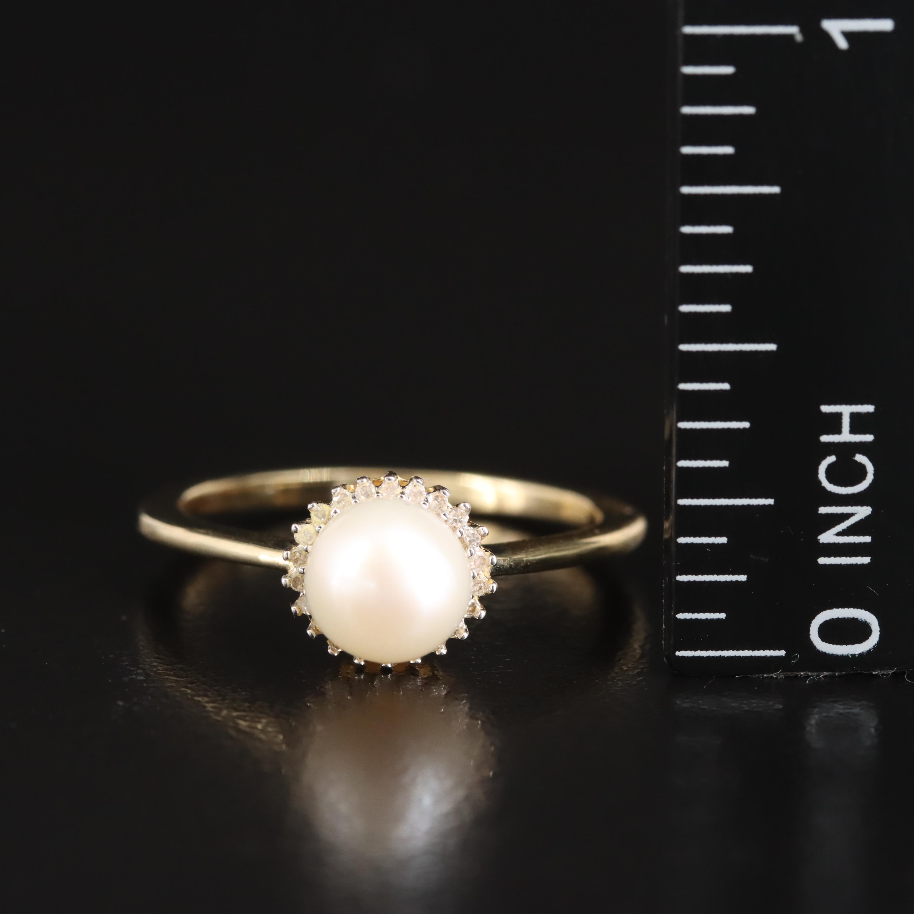 10K Pearl and Diamond Ring
